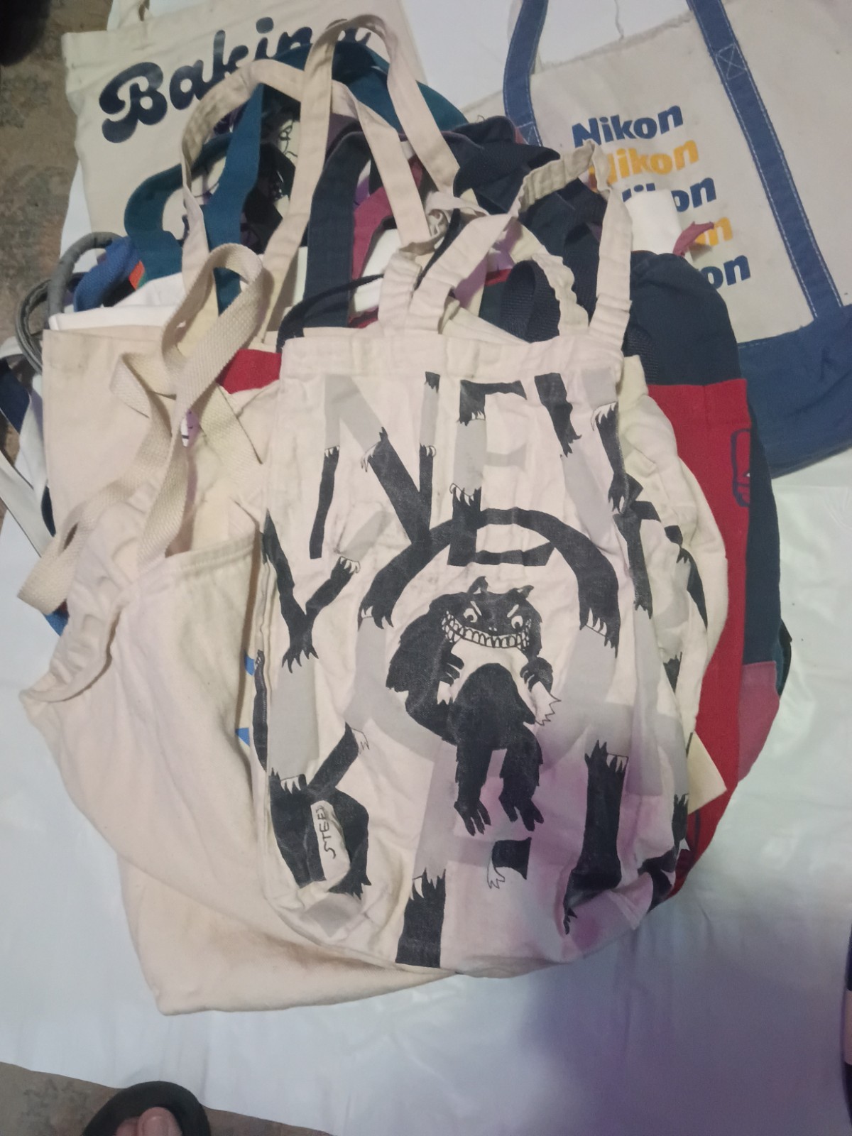 Huge Canvas Bag Tote Bag Shopping Bag Lot Nike Barnes & Noble Trader Joe’s