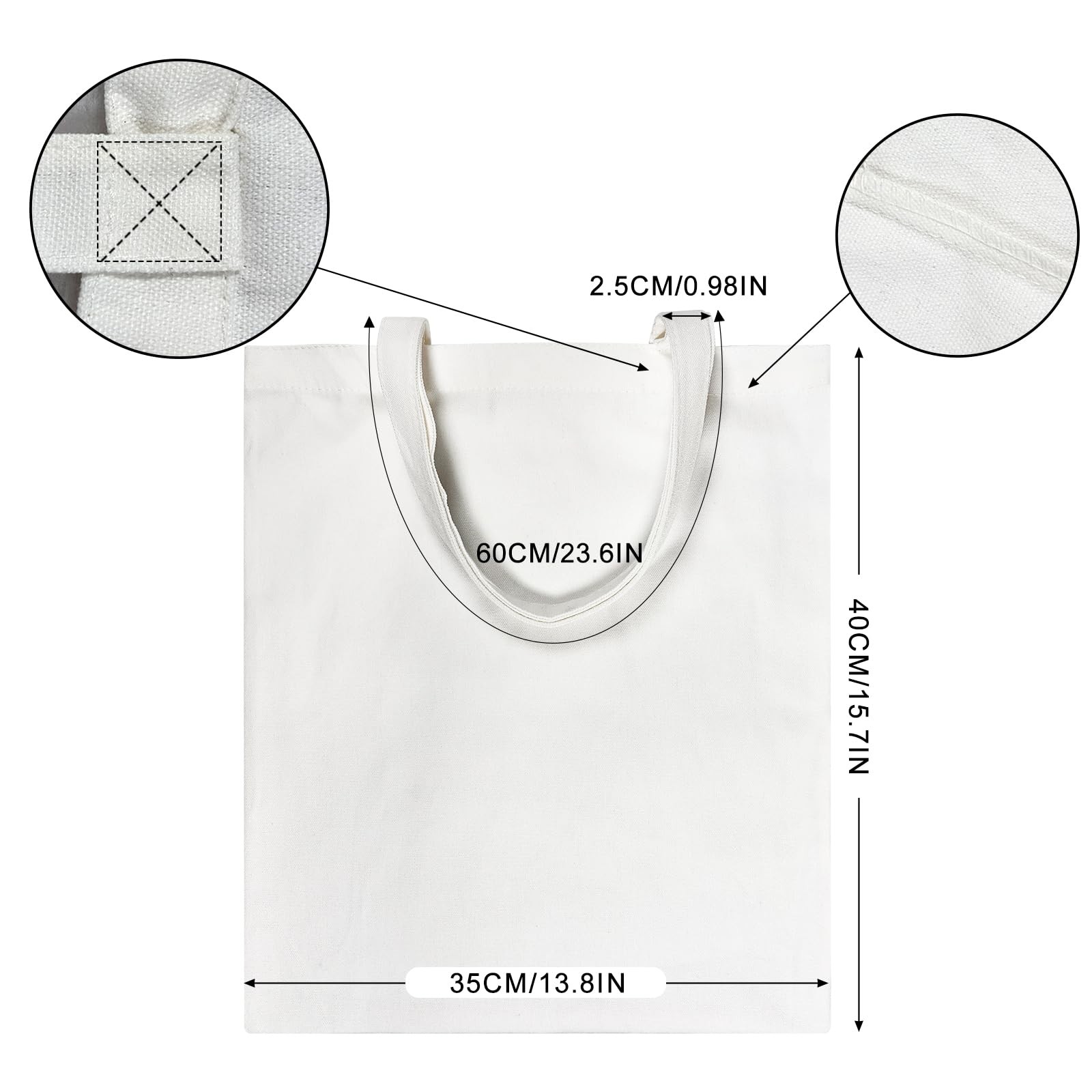 6 PCS Canvas Tote Bag, 14×16 Inches Reusable Cotton Tote Bags with Handles, H…
