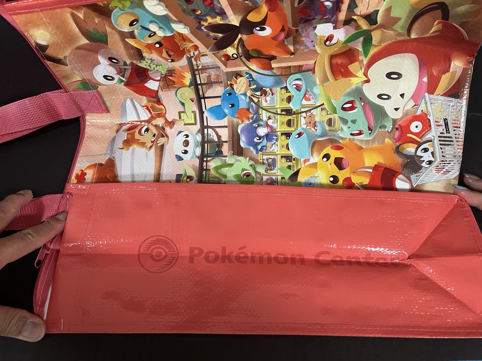 Pokemon Center Medium Zippered Reusable Vinyl Bag with Pokemon Characters NEW