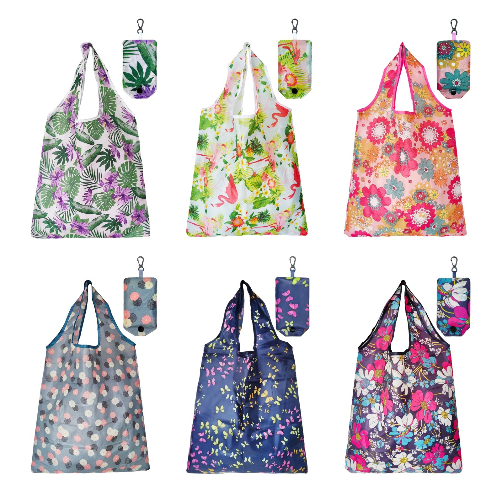 HIQU and HIST 6 Pcs Reusable Shopping Bags, Foldable Grocery Bags in Pocket, …