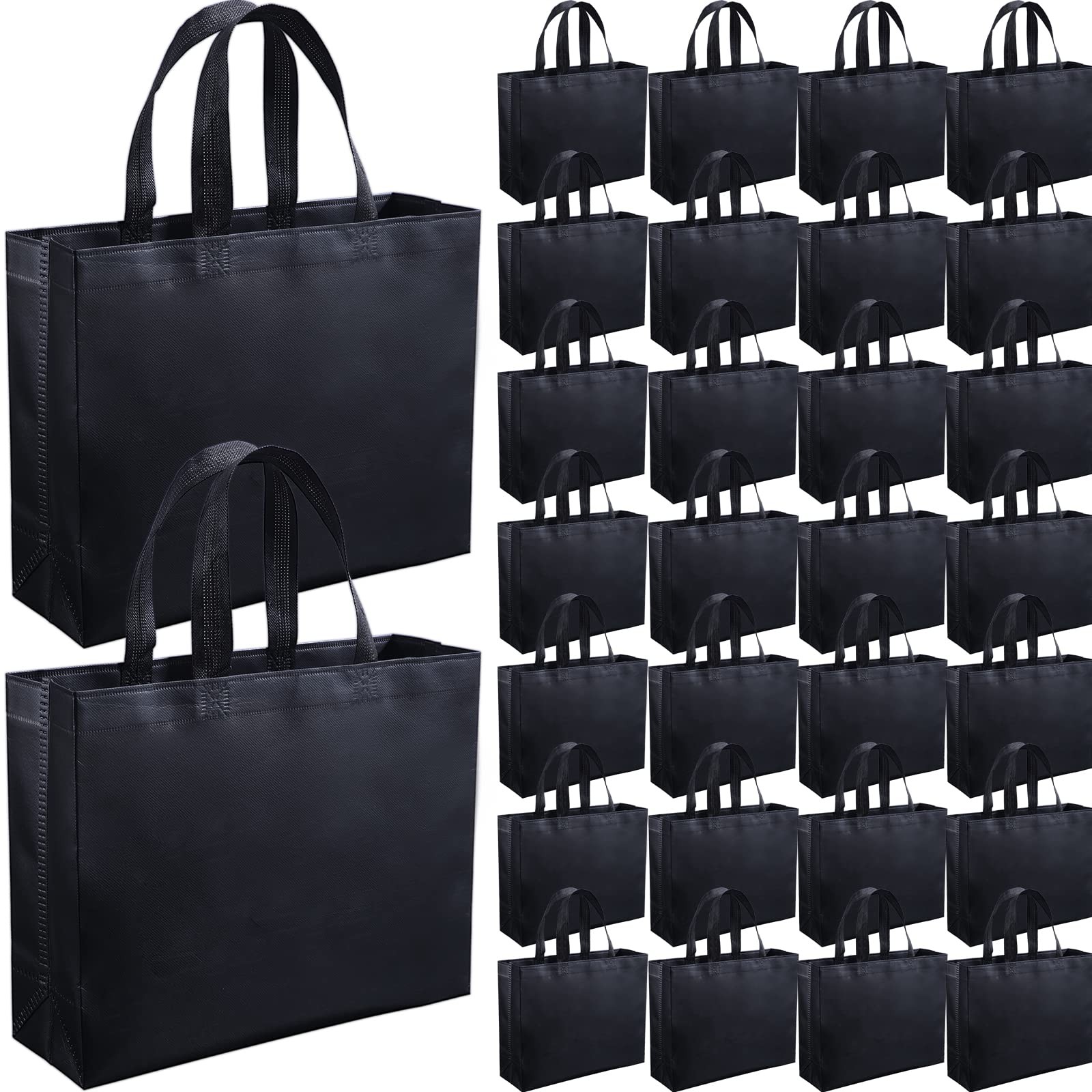 30 PCS Glossy Reusable Grocery Gift Bag Handles Gold 12.6×4.72×11.02 Inch