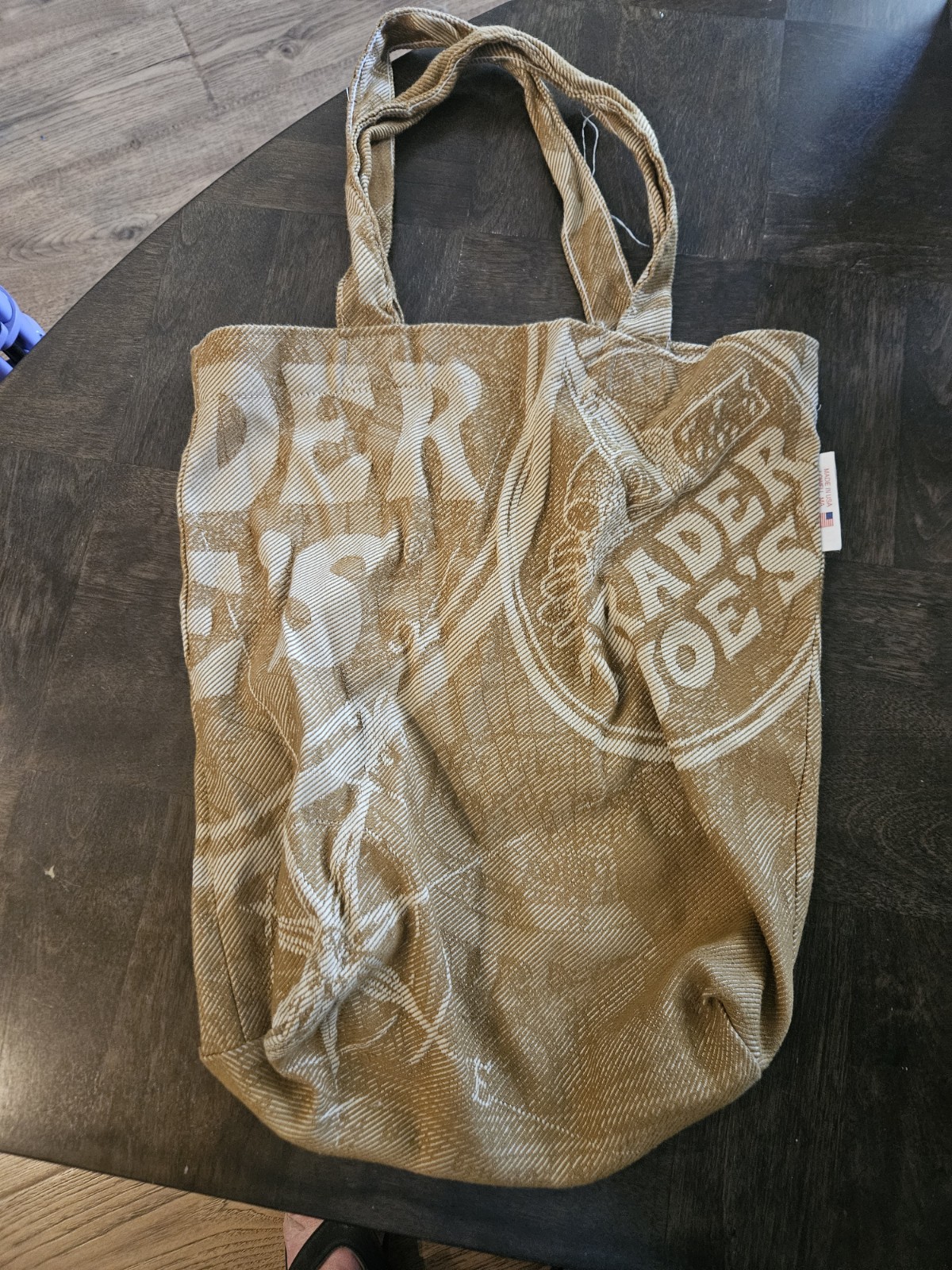 Vintage Trader Joe Soft Weave Bag Biege And Gold Tones made in USA