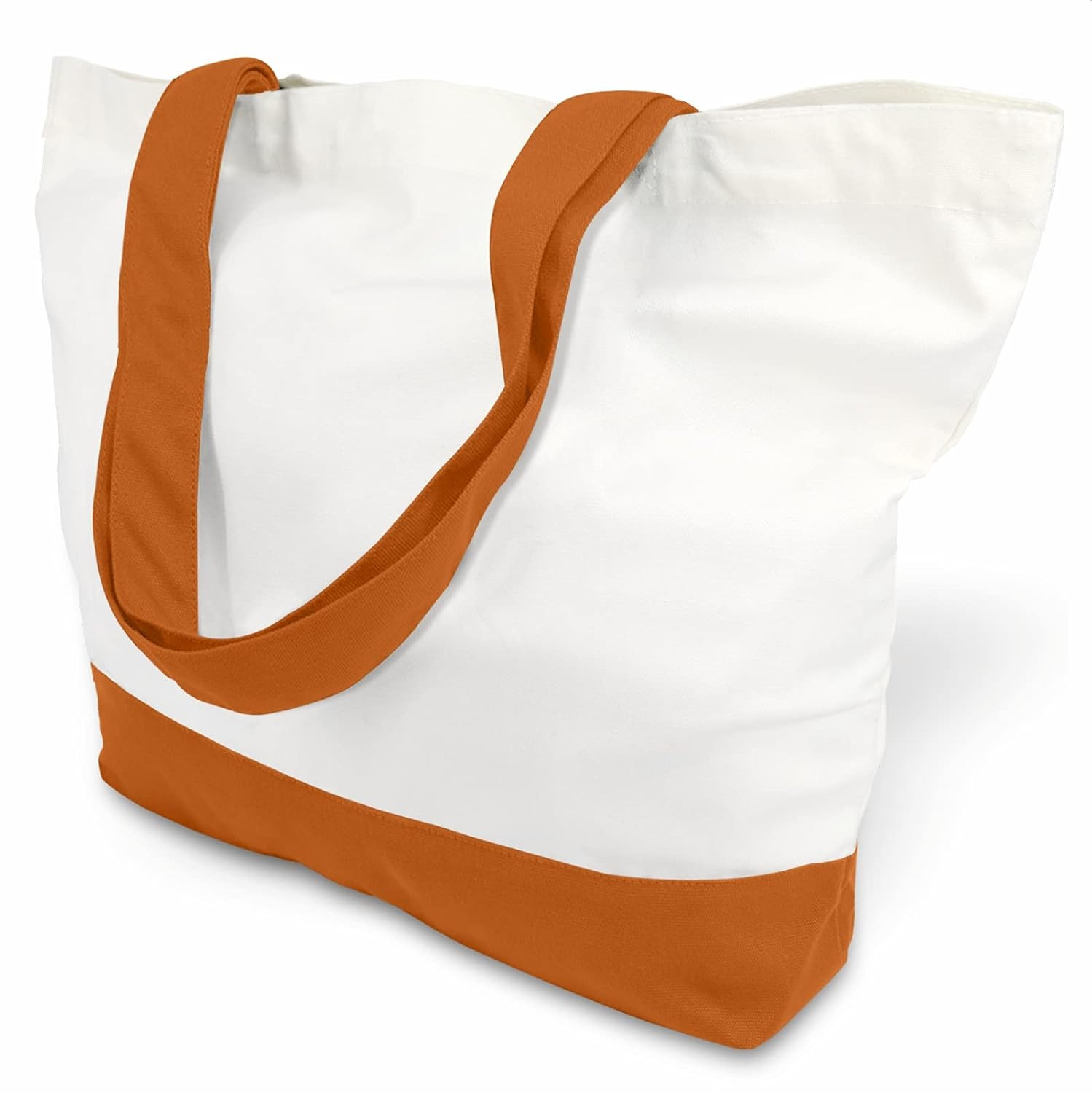 3-Pack Super Strong Large 12oz Cotton Canvas Tote Bags, Reusable Grocery Shoppin