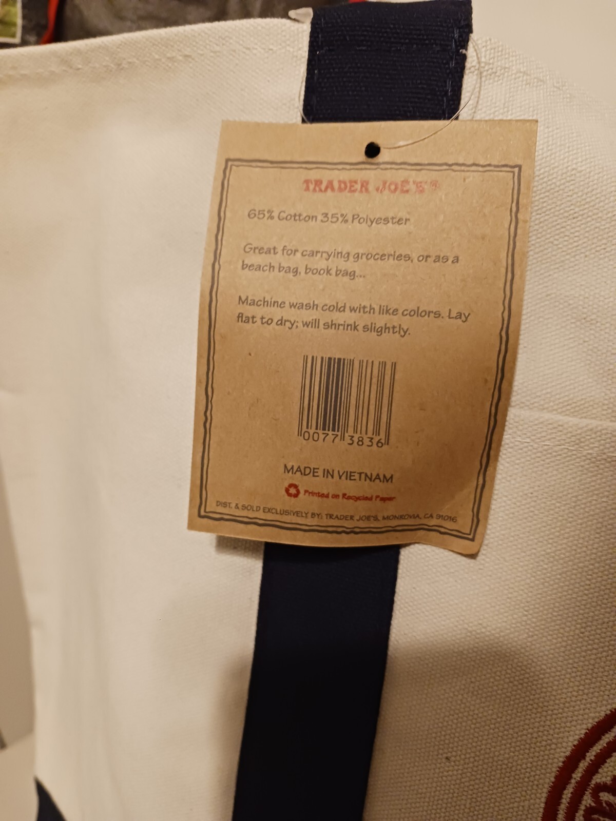 New Trader Joe’s LARGE Canvas Tote Bag | DARK BLUE | Limited 2024