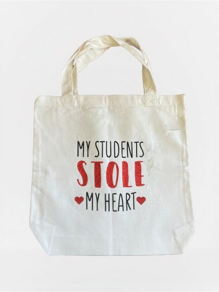 Teacher Canvas Bag tote valentine appreication gift 100 book binder field trip t