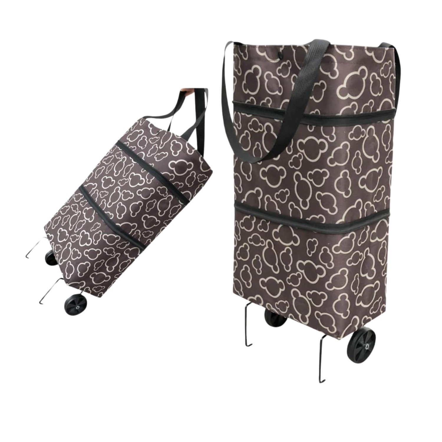 Stylish Folding Grocery Bags with Wheels – 22lbs Capacity, Multi-Purpose Storage