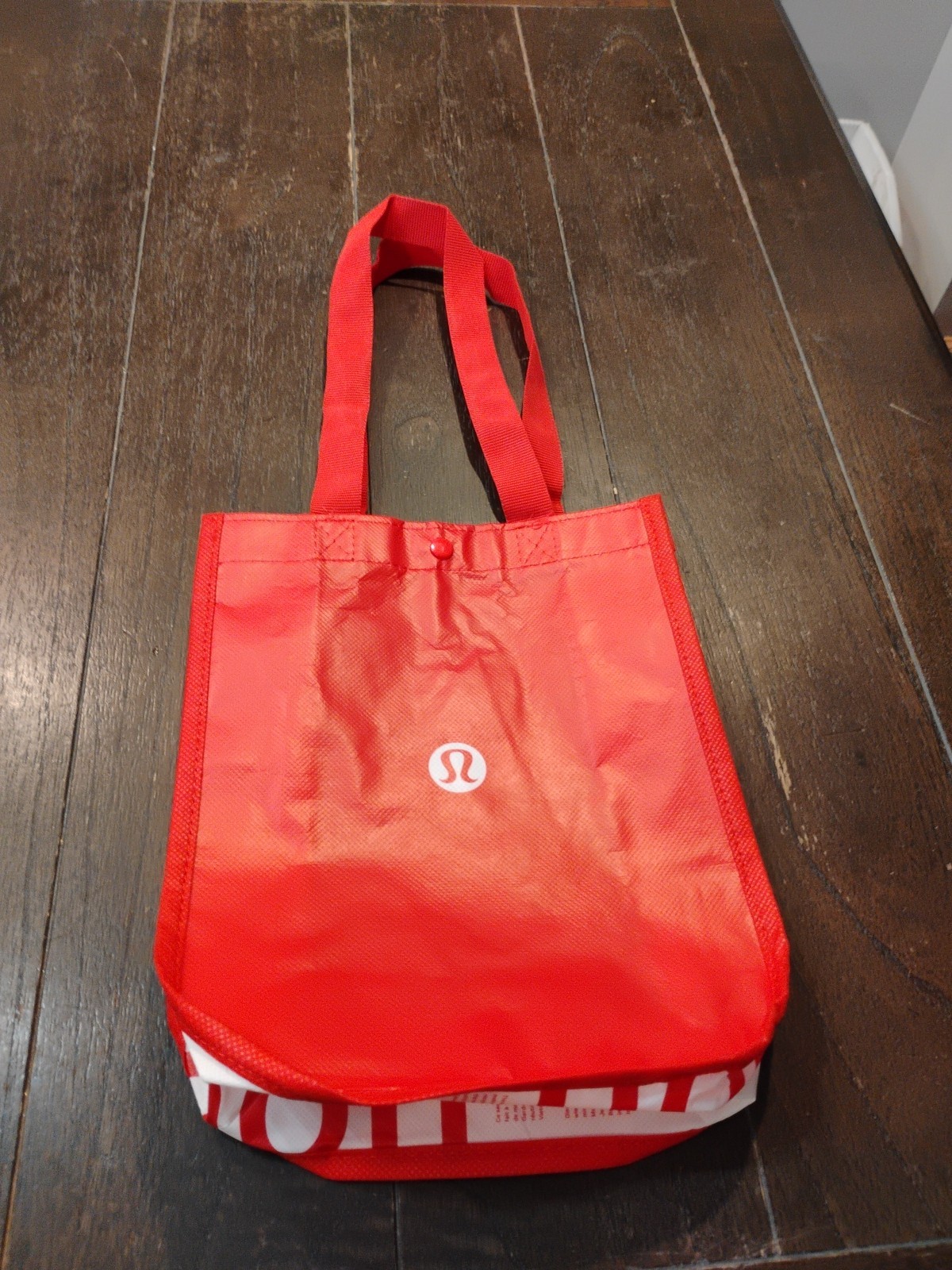 Reusable LULULEMON Shopping Tote Bag Fabric Handles Snap Closure