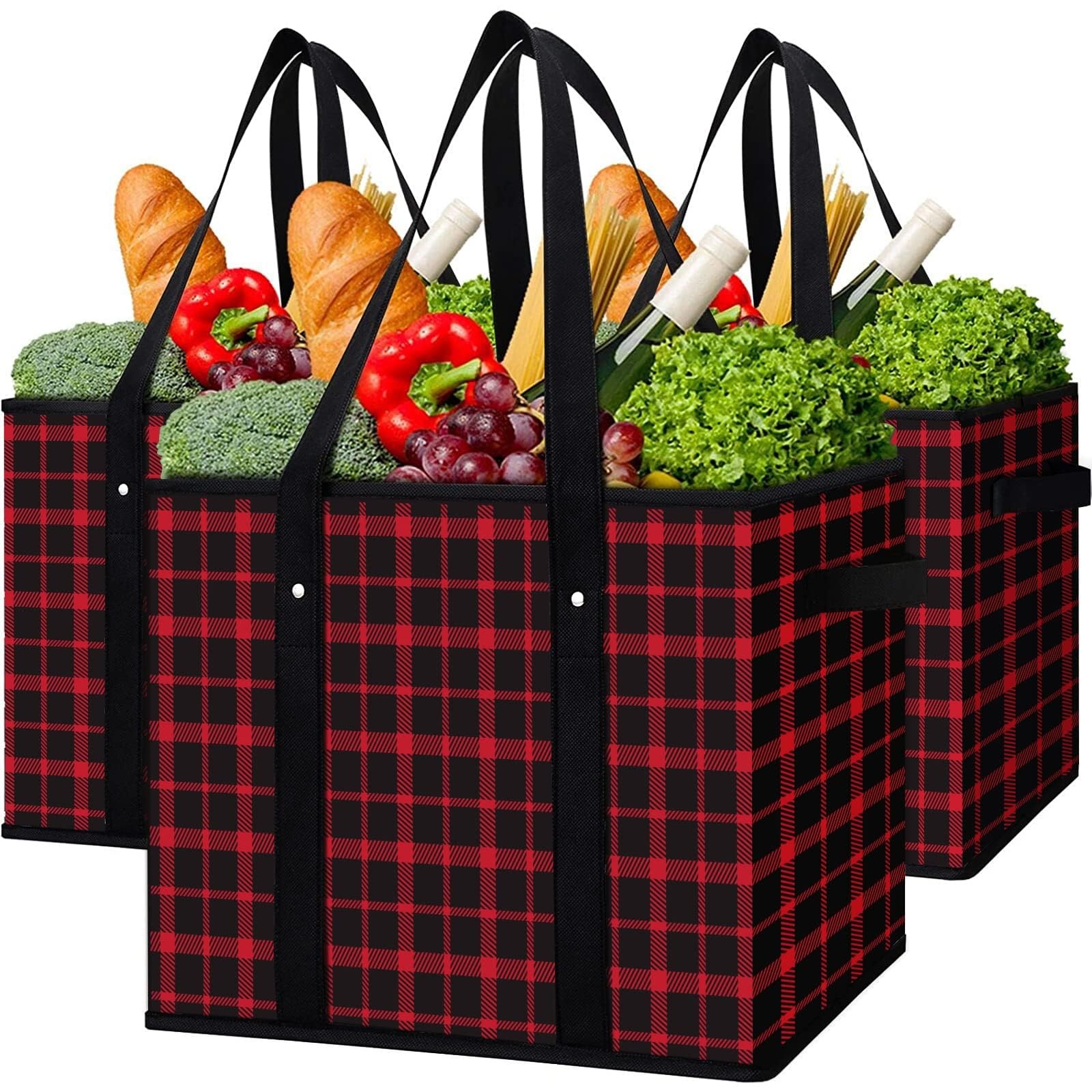 WISELIFE Reusable Grocery Bags 3 Pack,Large Grocery Tote Bag Water Resistant …
