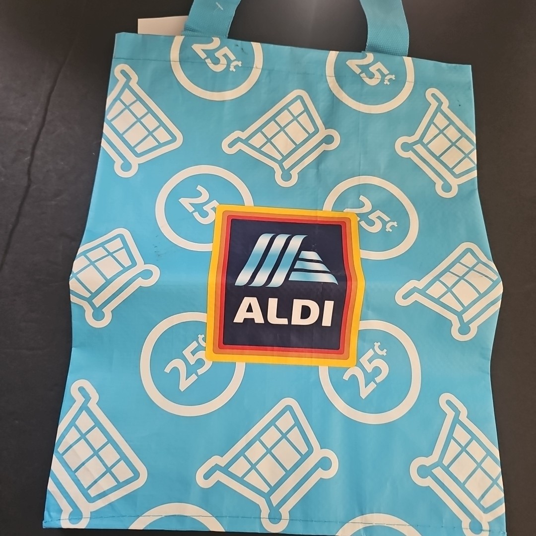 ALDI Reusable Tote Shopping Bag 25 cents Shopping Carts New with Tag 7x12x14″