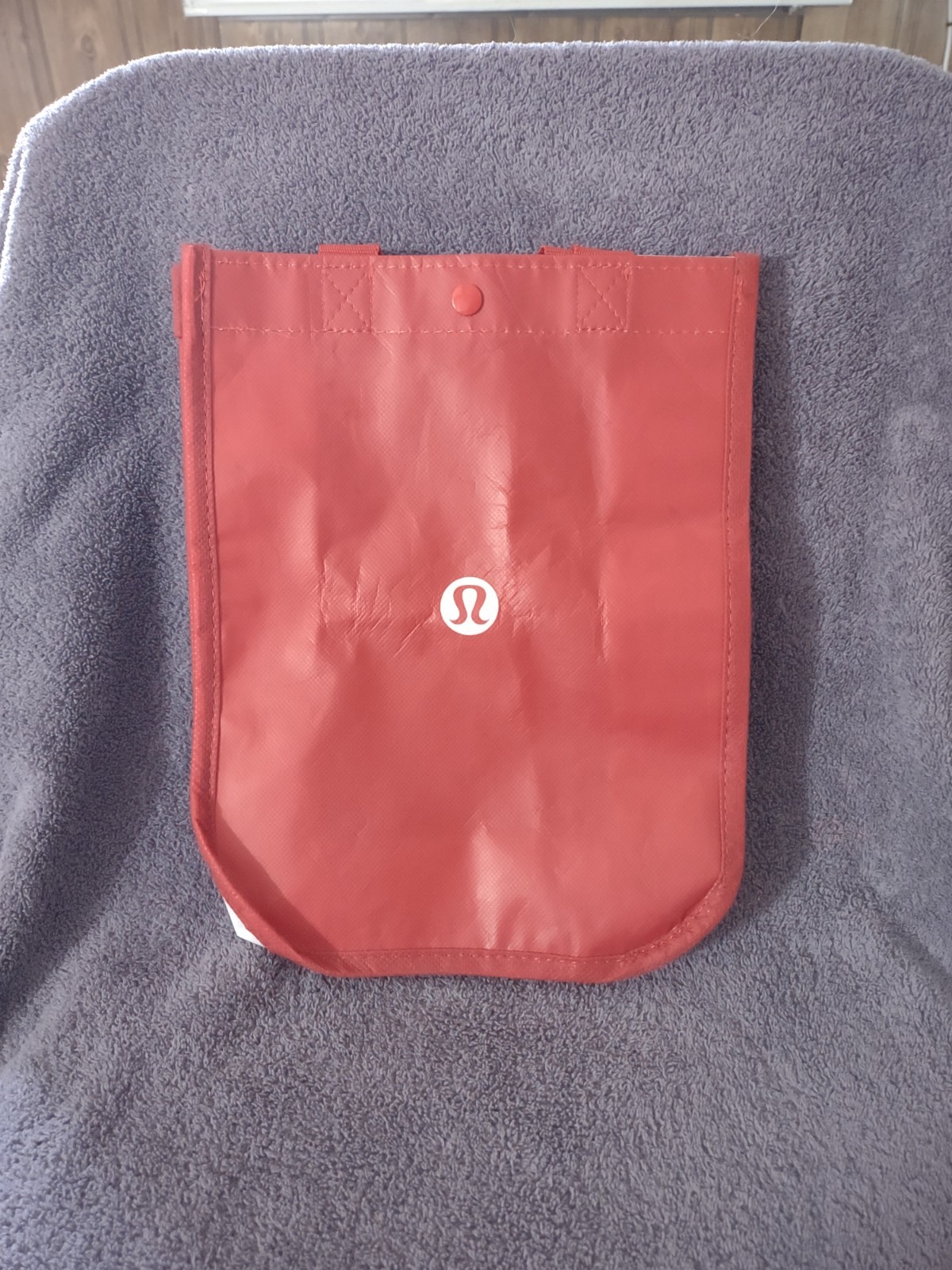 Reusable LULULEMON Shopping Tote Bag Fabric Handles Snap Closure 11.5″ x 9″ x 4″