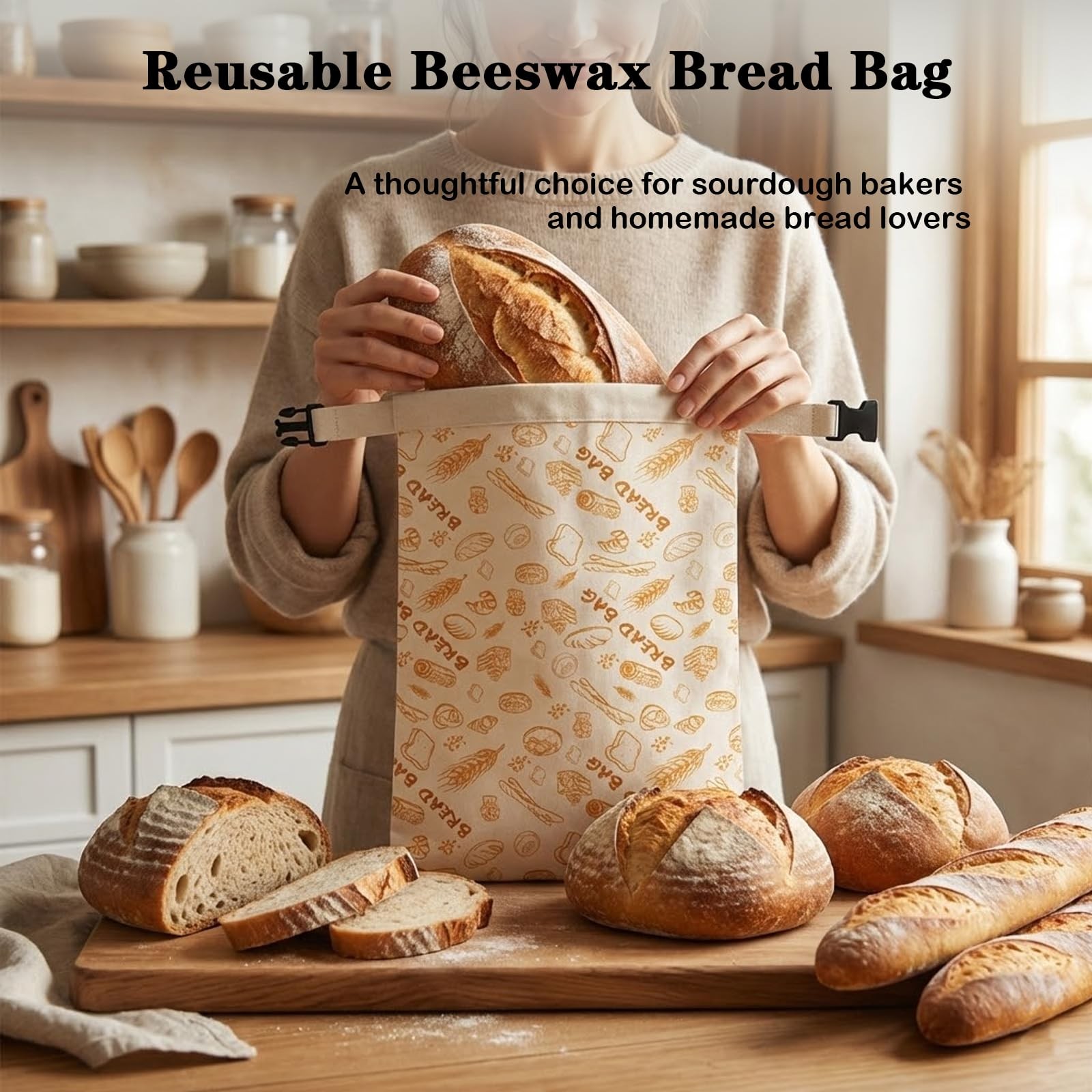 2 Pack Cotton Beeswax Bread Bags for Sourdough with 1 Bowl Cover, X-Large