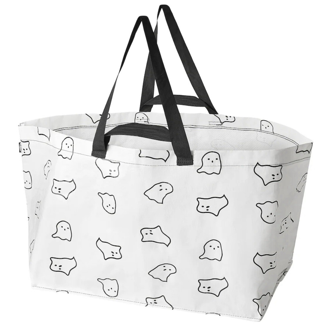 NEW IKEA Limited Edition 2024 White Ghost Tote Bag with Black Strap Handles