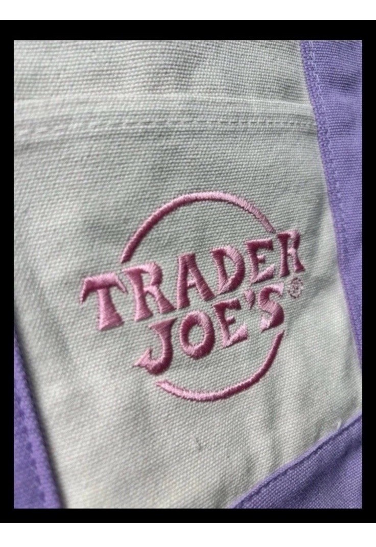 Trader Joe’s Lavender Purple Large + Pink Mini Canvas Tote Bag 2 Set Limited 🛍️
