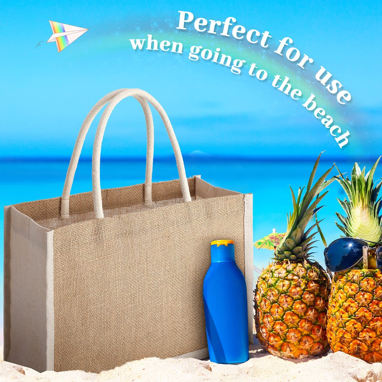 6 Pcs Burlap Gift Bags Jute Tote Bags with Handle Medium Reusable Multipurpos…