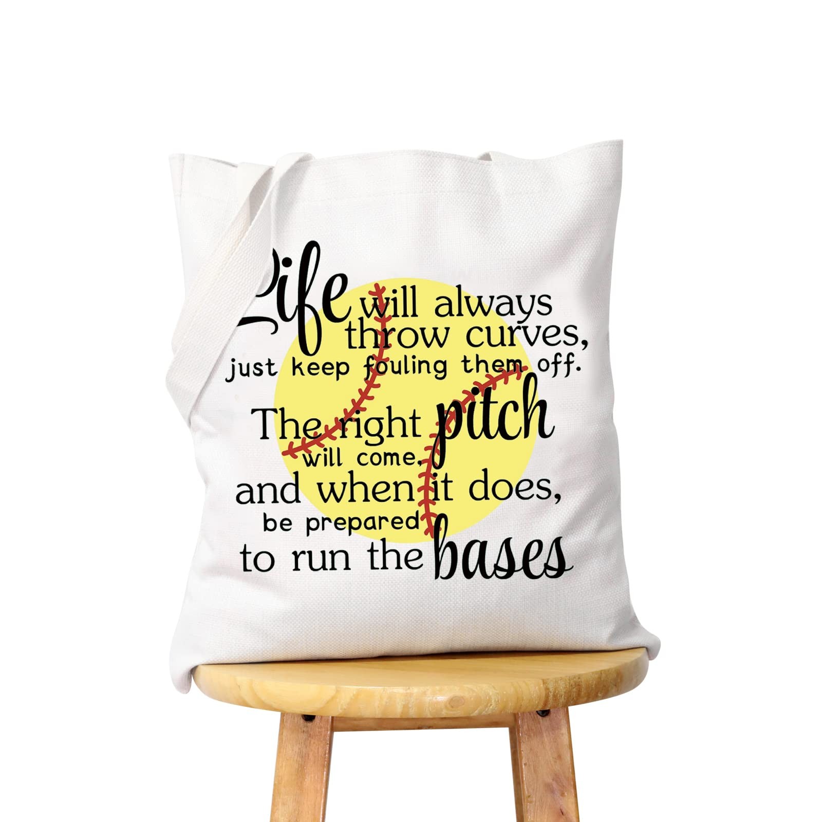 WCGXKO Softball Gift: Inspirational Player Theme 7 inches, Throw Curves tote