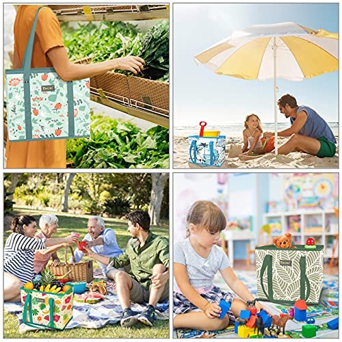 3Pk Reusable Grocery Bags, Foldable Shopping Bags for Groceries Spring Stroll