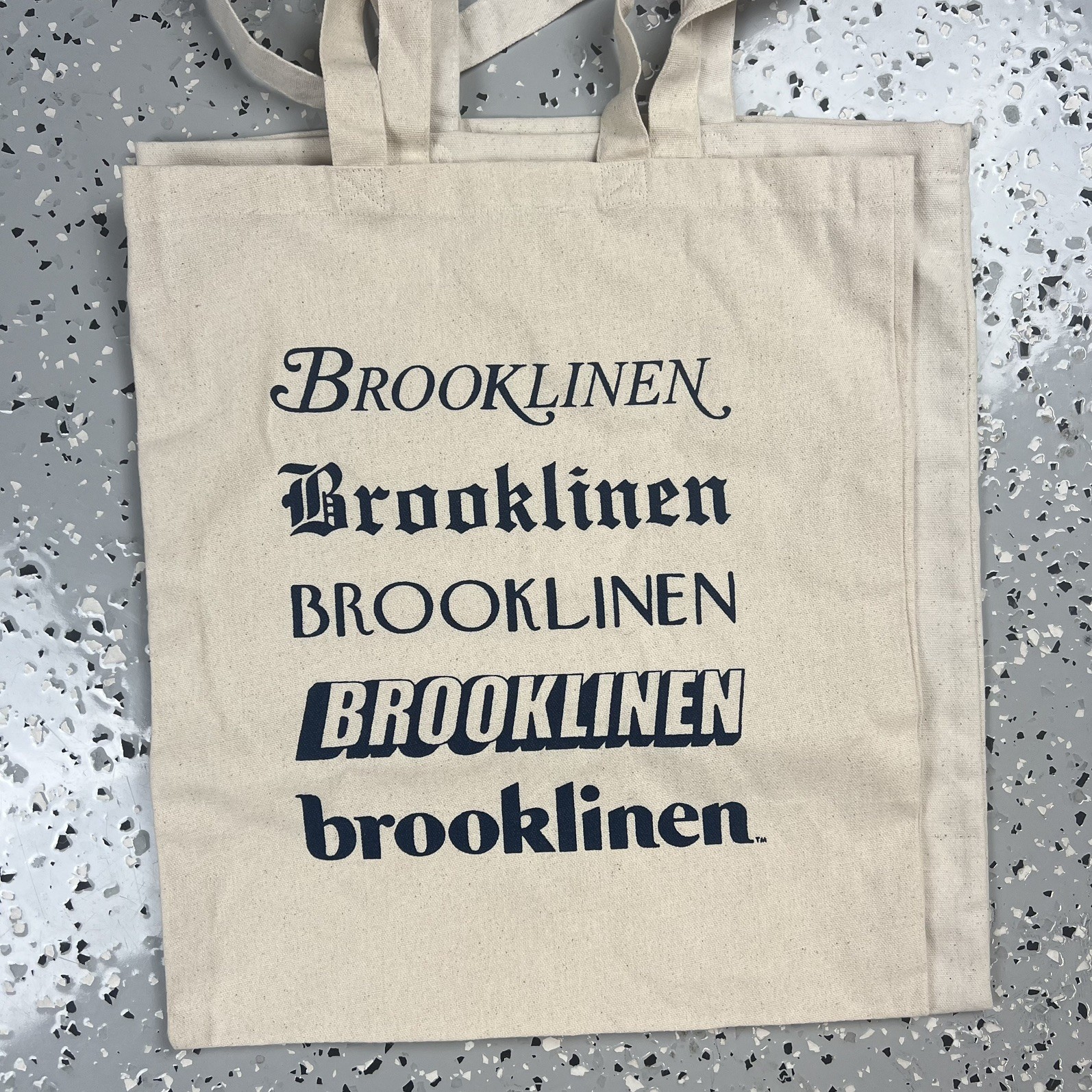 Brooklinen Unisex Tote Bag Grocery Travel Beige Logo 100% Cotton set of 2