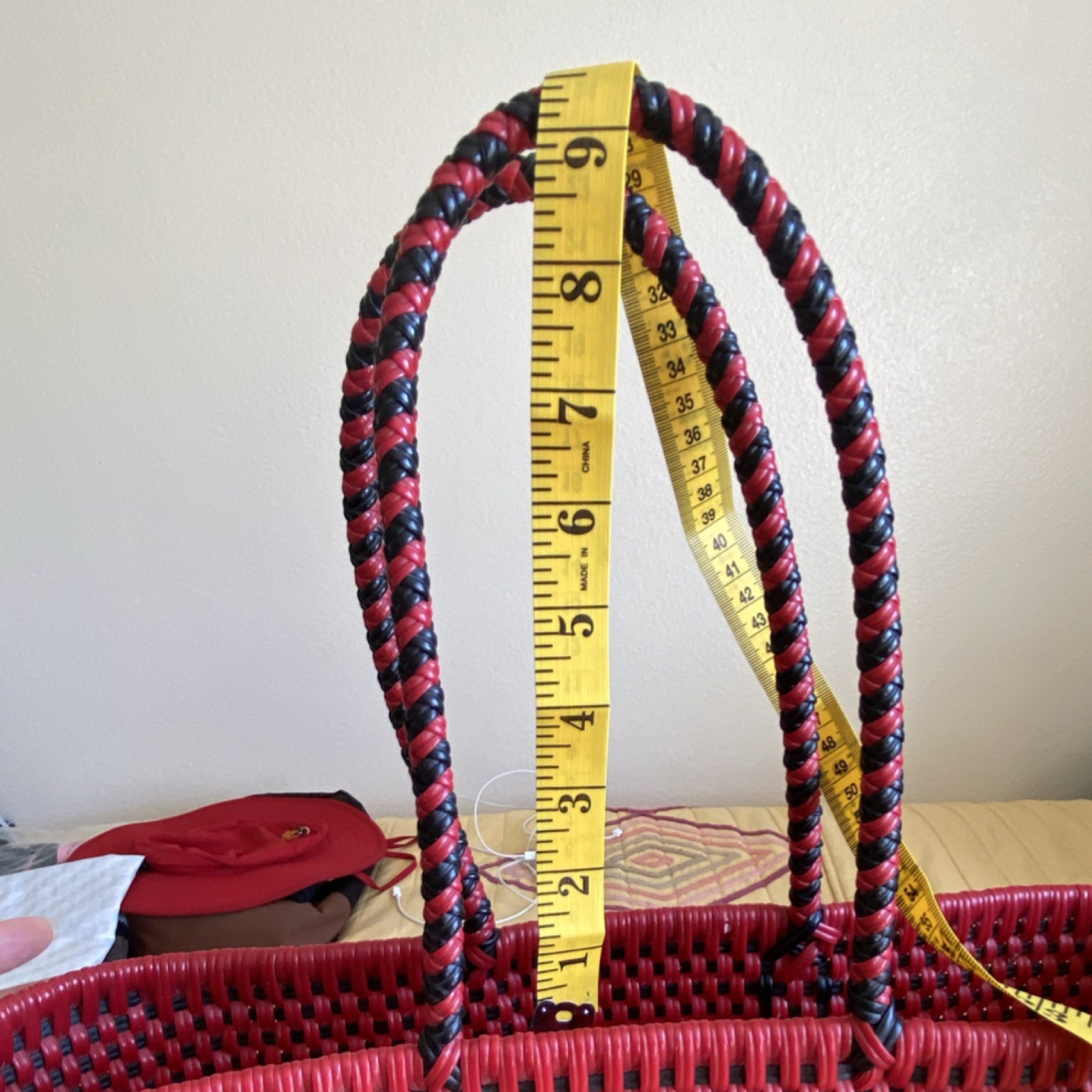 Large Red Black Mexican hand made Geometric Plastic