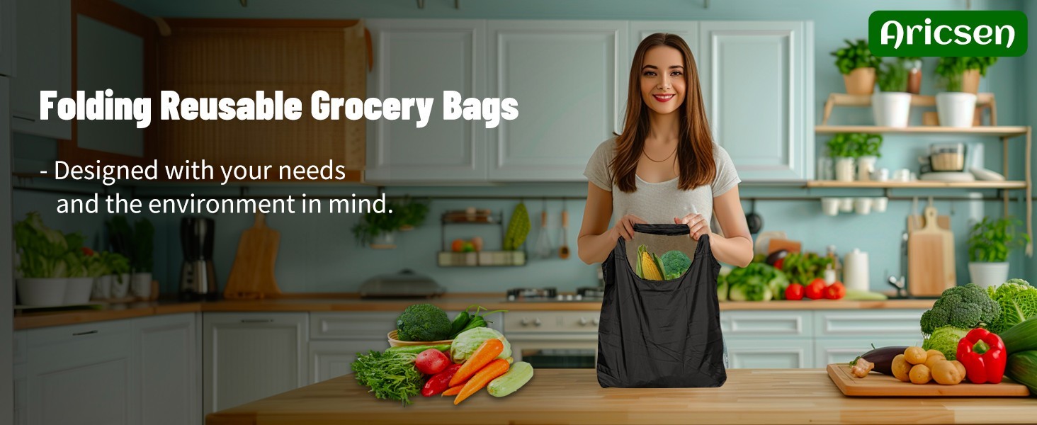 10 Pack Large Foldable Reusable Shopping Bags with Handles Assorted Colors