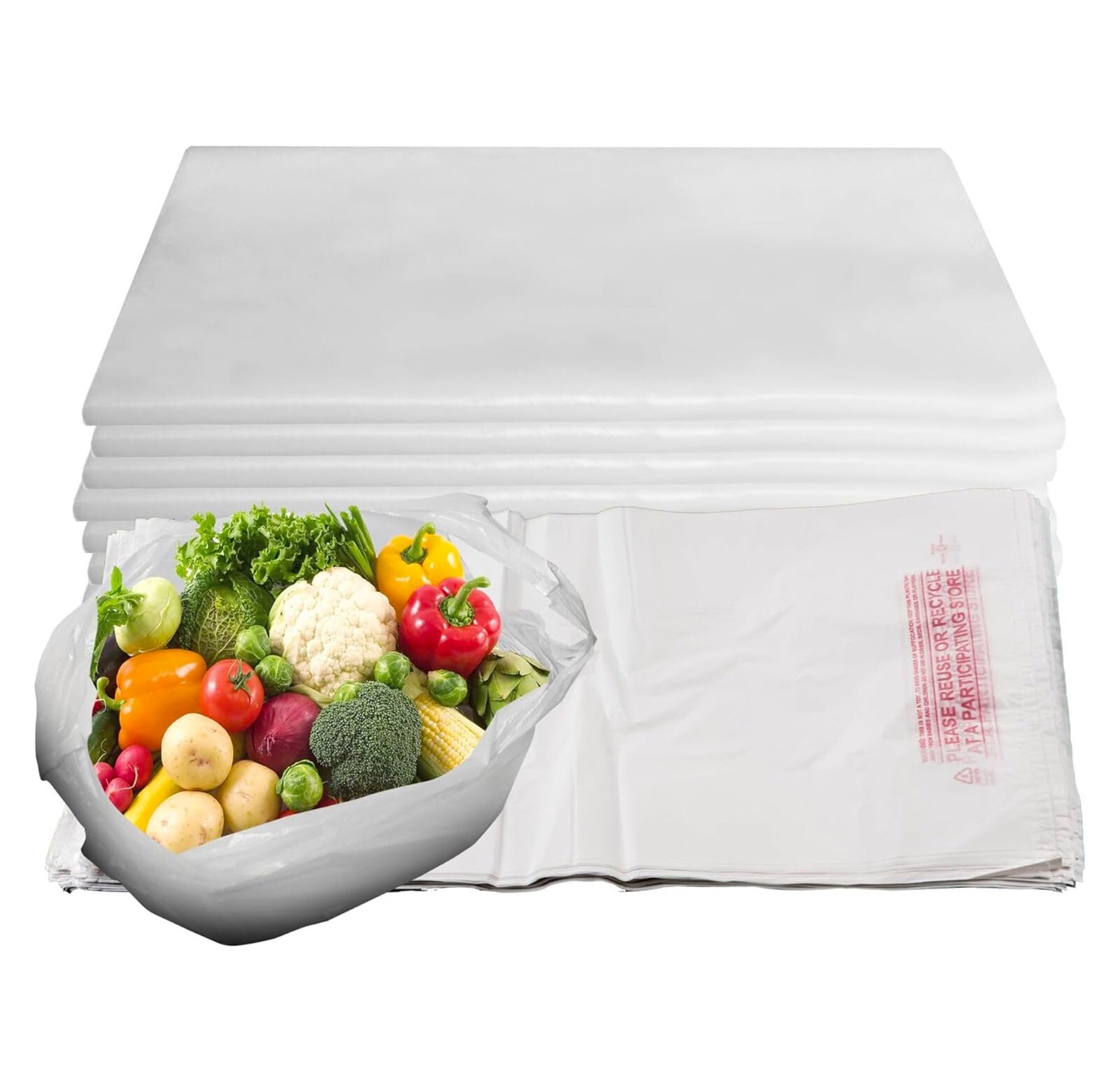 4000 Pack – 1/10 White Plastic Shopping Bags, Grocery Bags 8x4x16