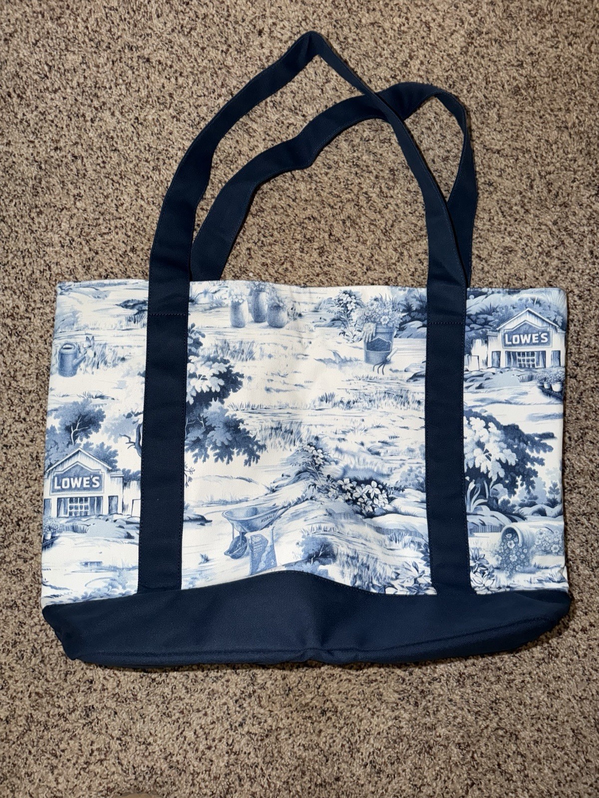 Lowe’s Scenic Tote Bag Blue/White 20x20x14 in Reusable Shopping Bag