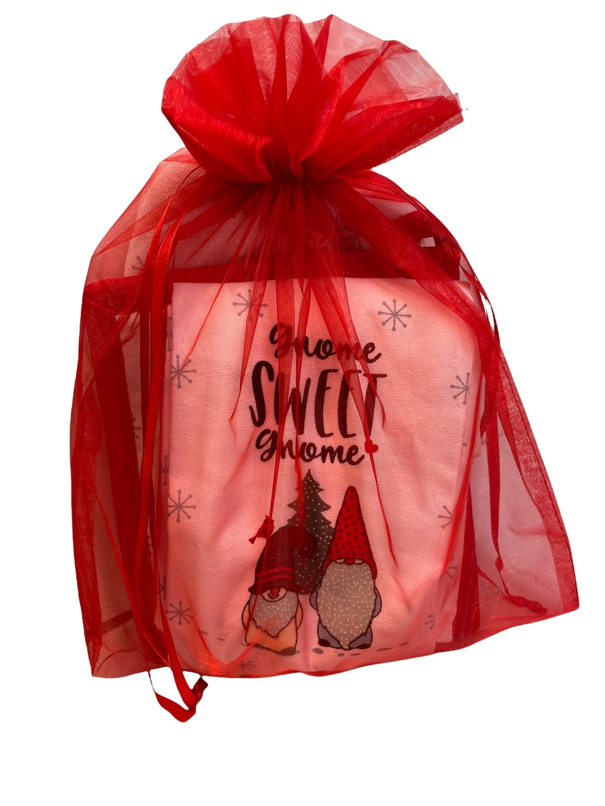 4 pc Christmas Kitchen Towels Set – 2 Gnome with Pot Holder and White