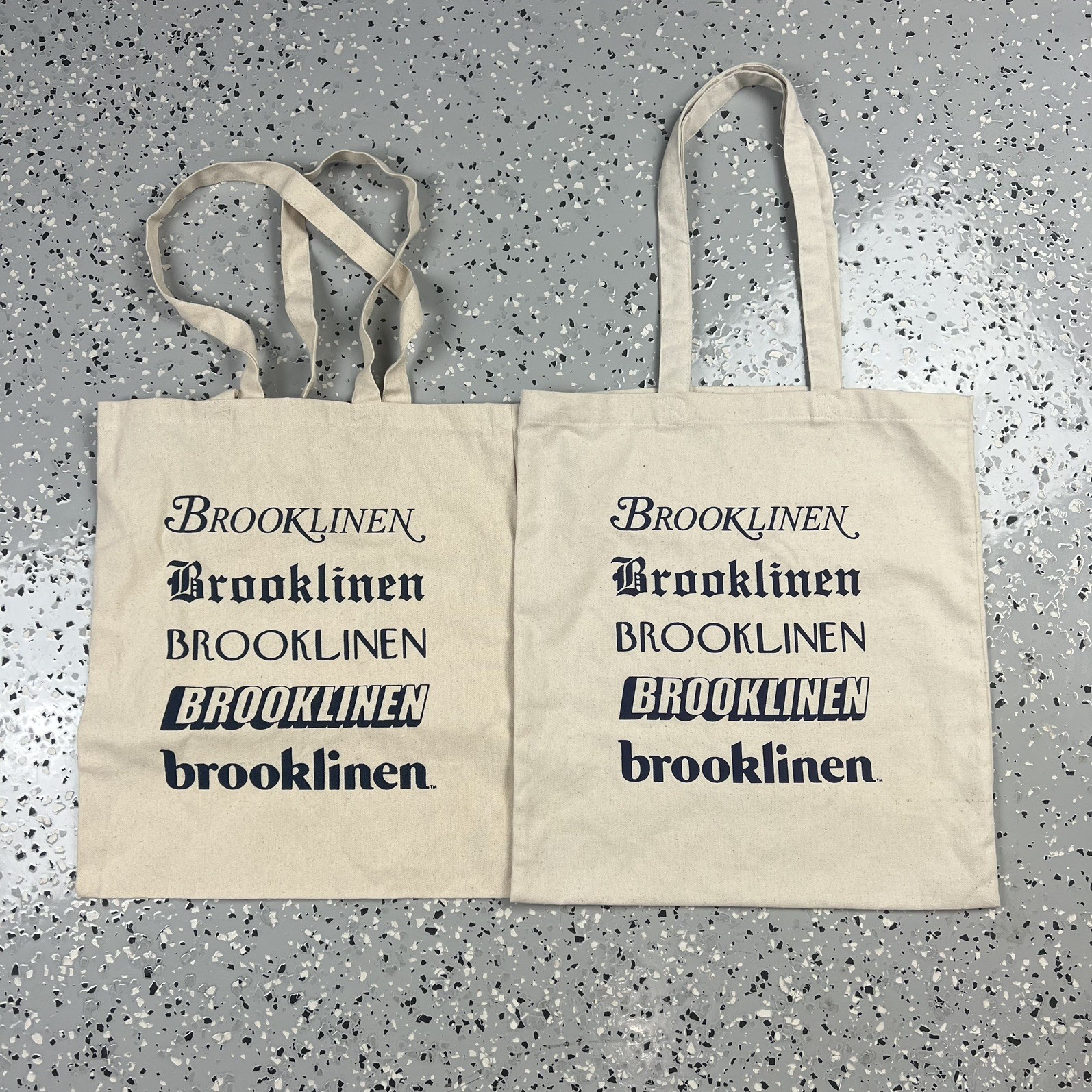 Brooklinen Unisex Tote Bag Grocery Travel Beige Logo 100% Cotton set of 2