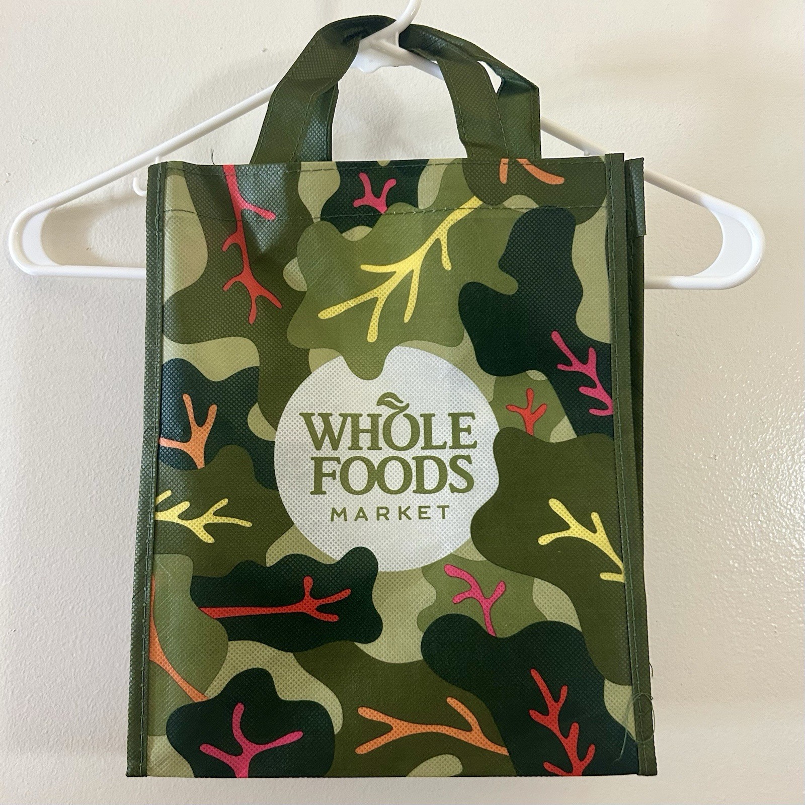 Whole Foods Small Tote Bag Camouflage Jungle Leaves Green Reusable Shopping