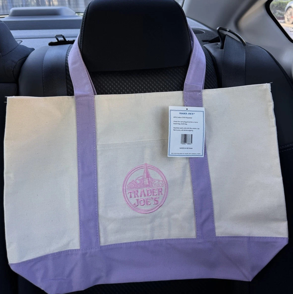 Trader Joes LARGE Lavender Purple Canvas Tote Bag 2026 Viral Drop Rare US Stock