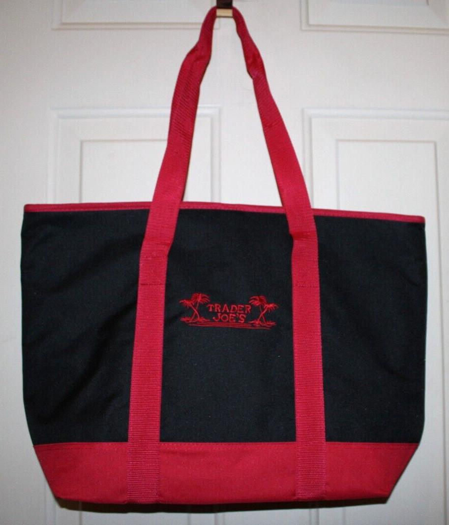 NWT Trader Joe’s Reusable Insulated Shopping Bag Black & Red 7 Gallons