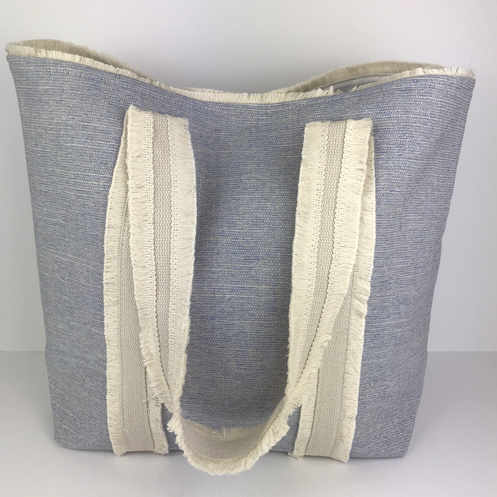 NEW Tote Bag for Beach, Grocery, Everyday Blue White, Monogram 14″ x 19″”