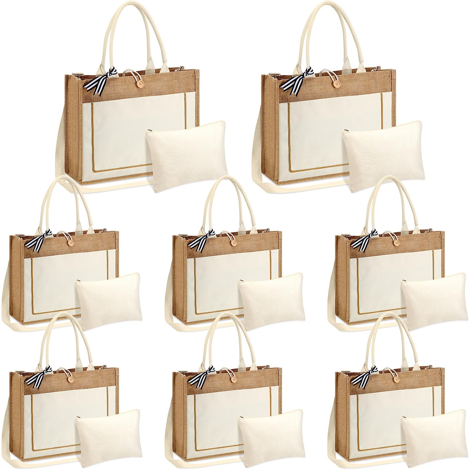 16 Pcs Burlap Tote Bags Bulk Gift Reusable Tote Grocery Shopping Jute Bag wit…