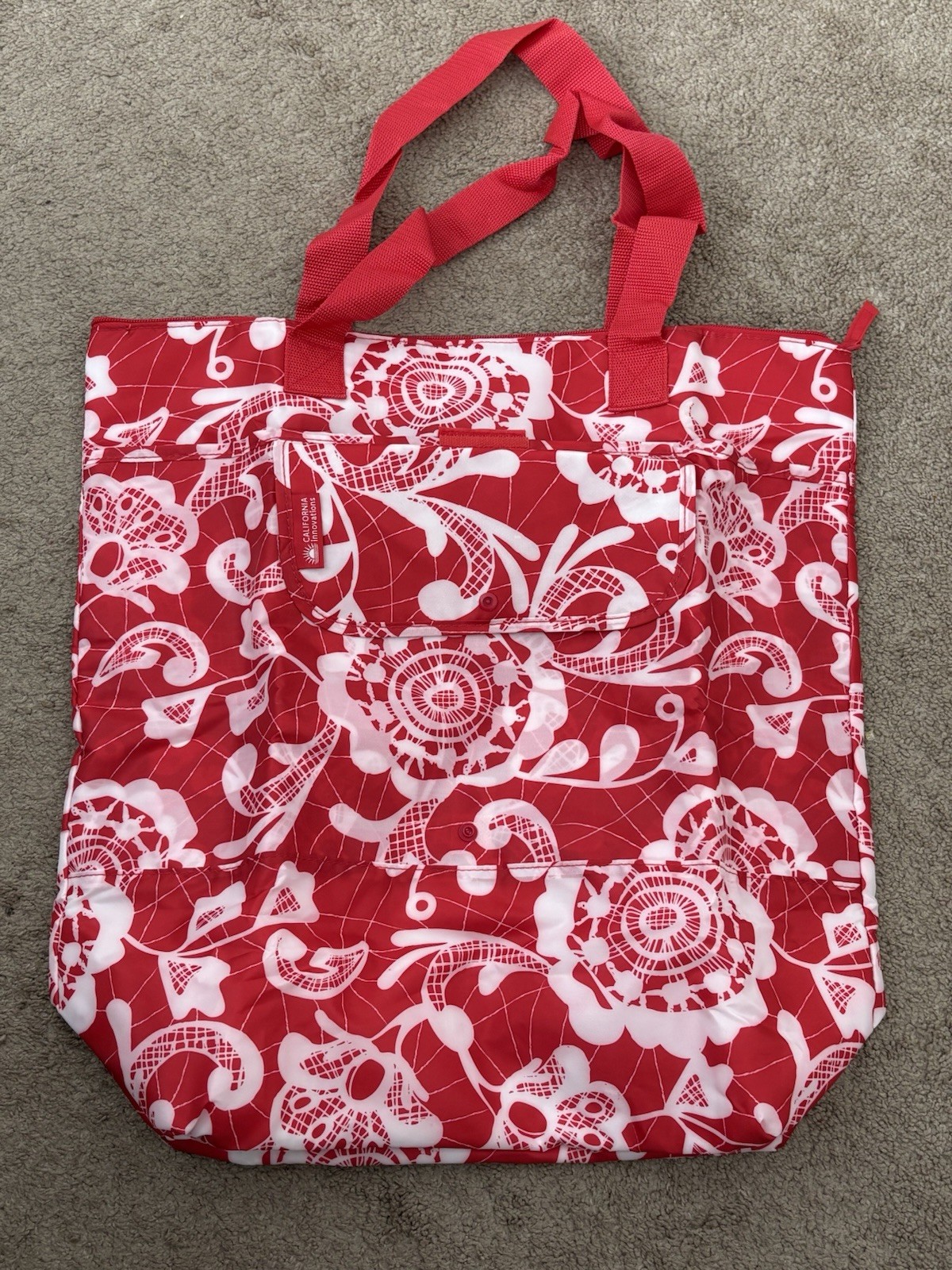 🔥California Innovations Insulated Market Tote Red/White, 17×6.25×15 Inches