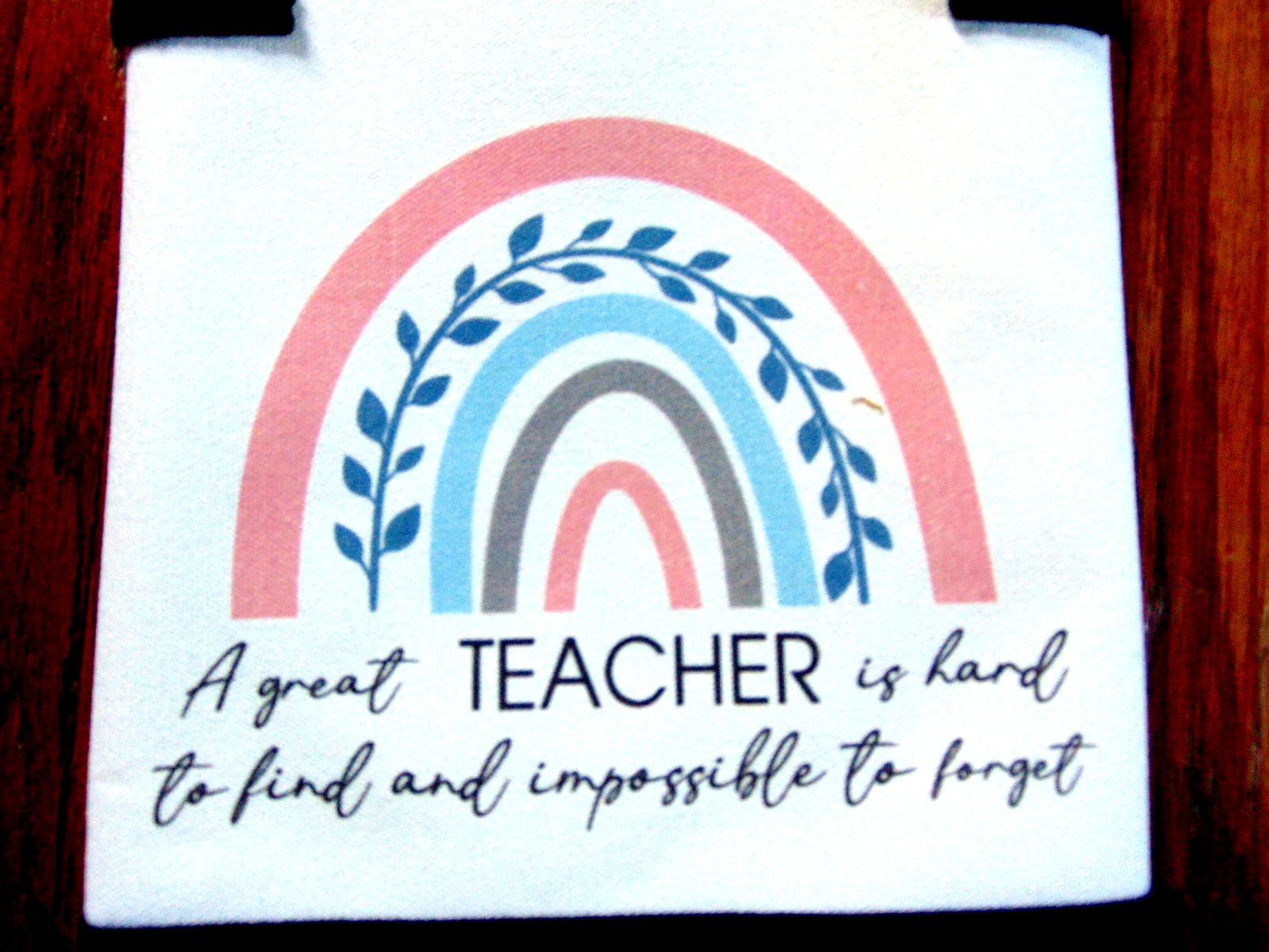 Great Teacher Appreciation Gift Canvas Tote Teach Bag 16 x 12 w Rainbow New B