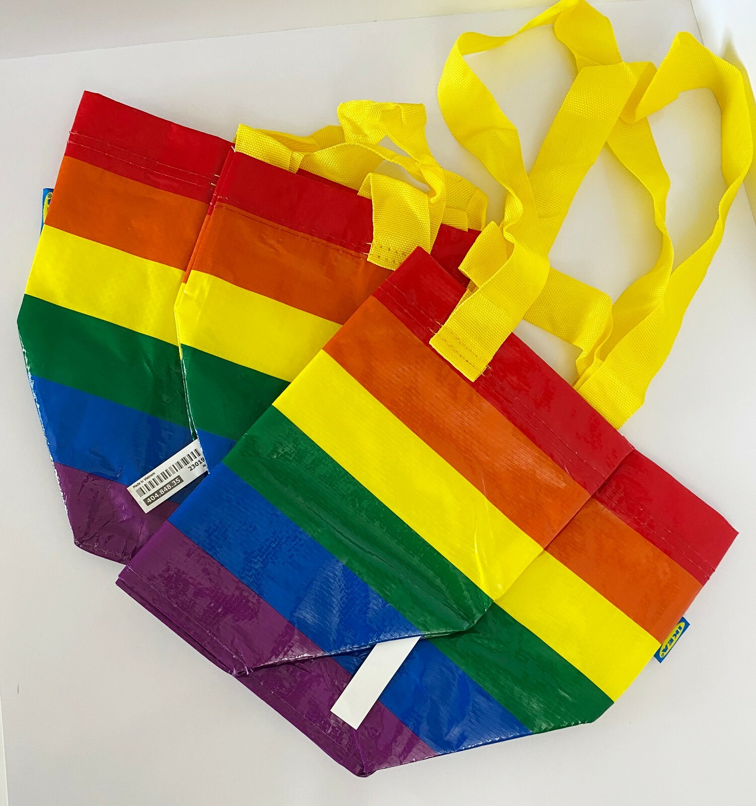 SET of 2 – Ikea STORSTOMMA Reusable Shopping Carry Bag Small Rainbow Multicolor