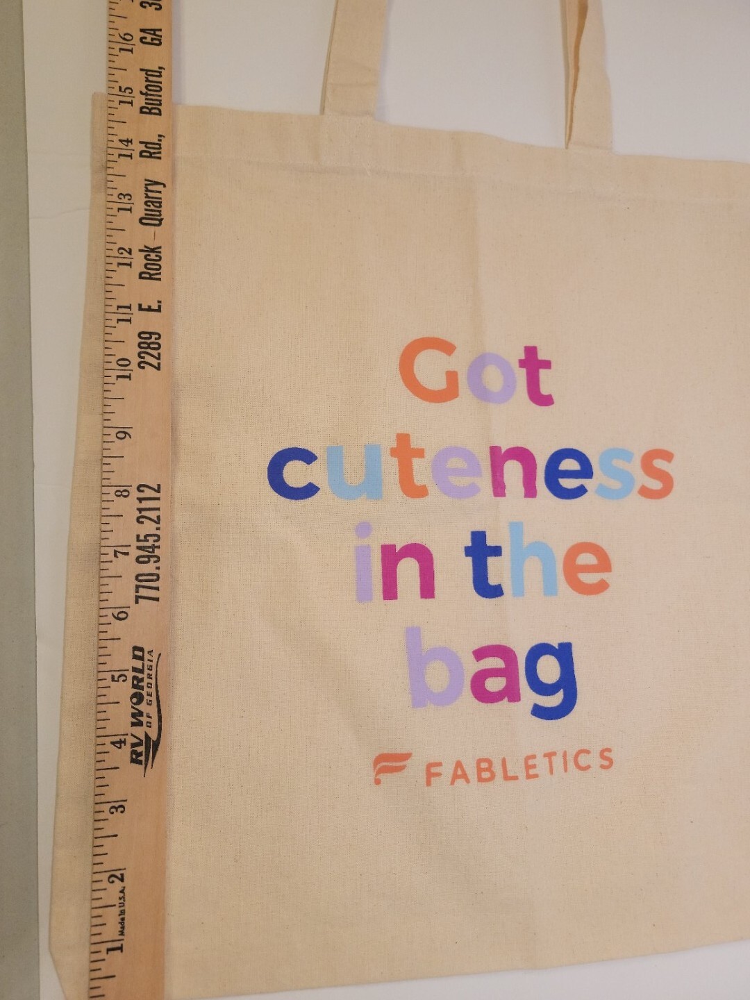 Fabletics Canvas Tote Bag Spellout Logo Got Cuteness In The Bag Rainbow .