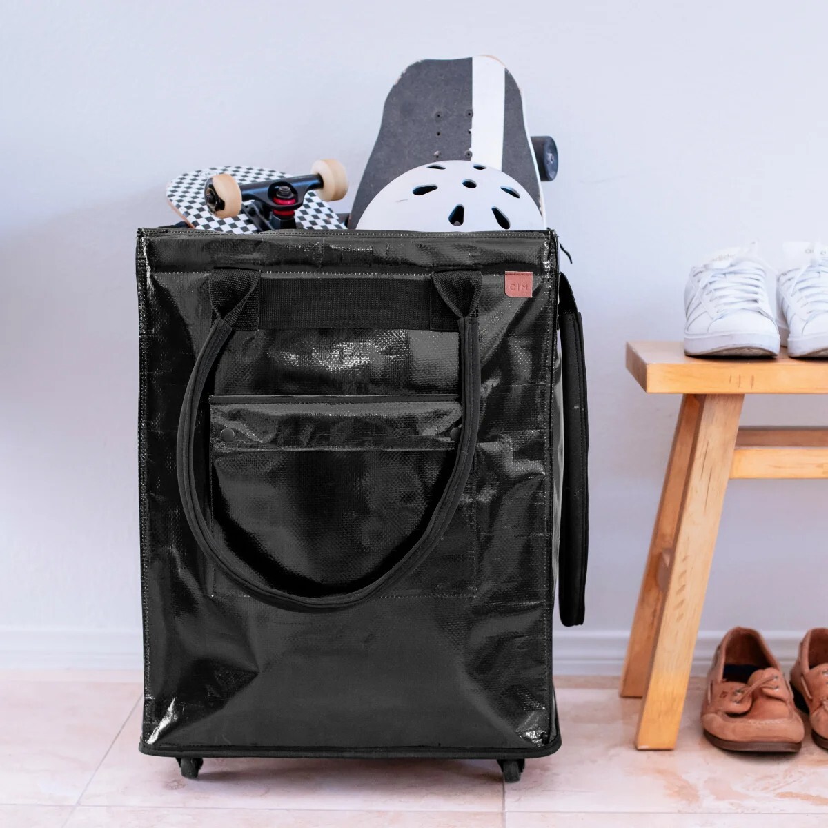 Viral CleverMade Foldable Tote Bag on Wheels, 14”Lx18”Wx24”H Soft Grip H 1796150