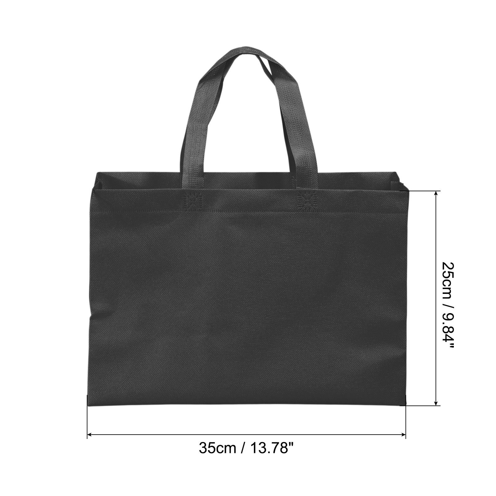 25x35cm Reusable Gift Bag, 10Pcs Horizontal Style Non-Woven, Black
