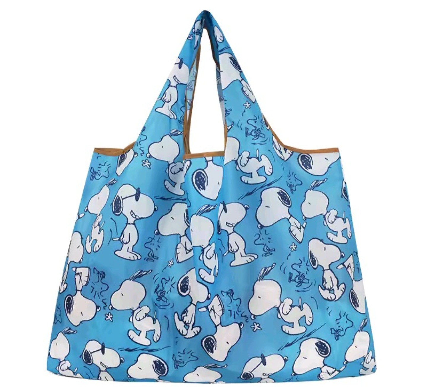 New Peanuts Snoopy 23″ BLUE Foldable Shopping Bag Reusable Travel Tote Hobo Bag!