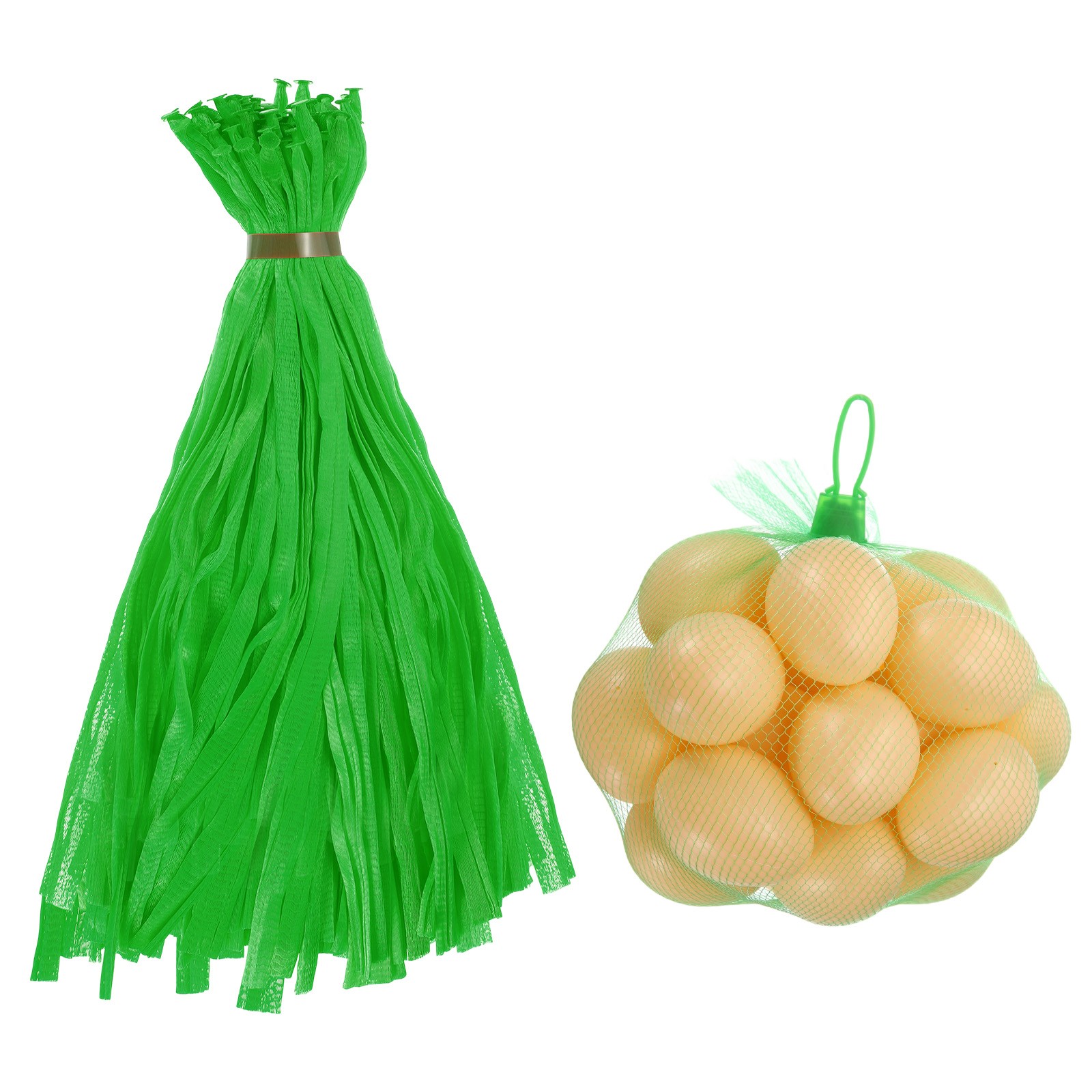 100Pcs, Reusable Mesh Bags 40cm Nylon Storage Bags w/ Closures Green