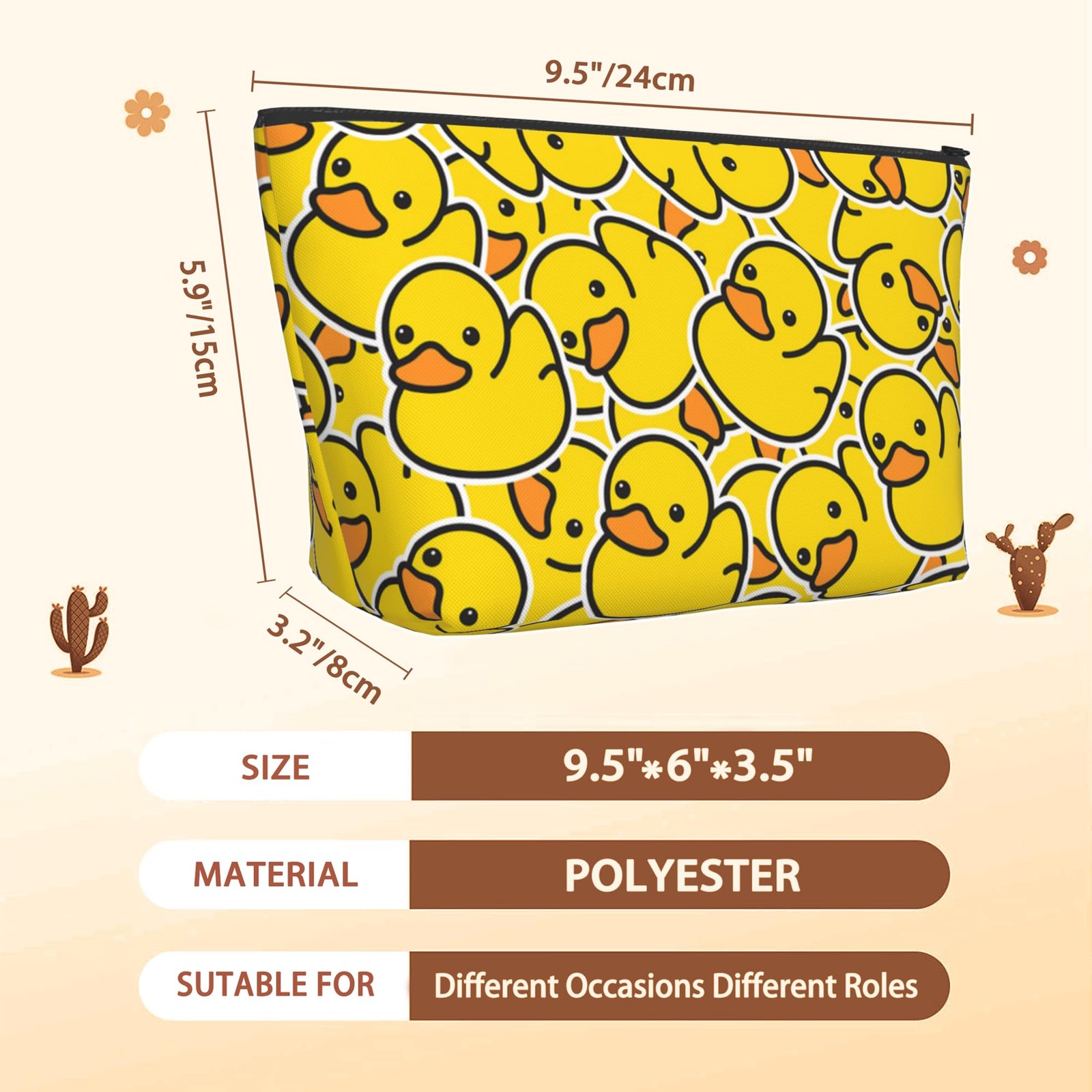 Duck Makeup Bag Cartoon Yellow Cosmetic Bags for