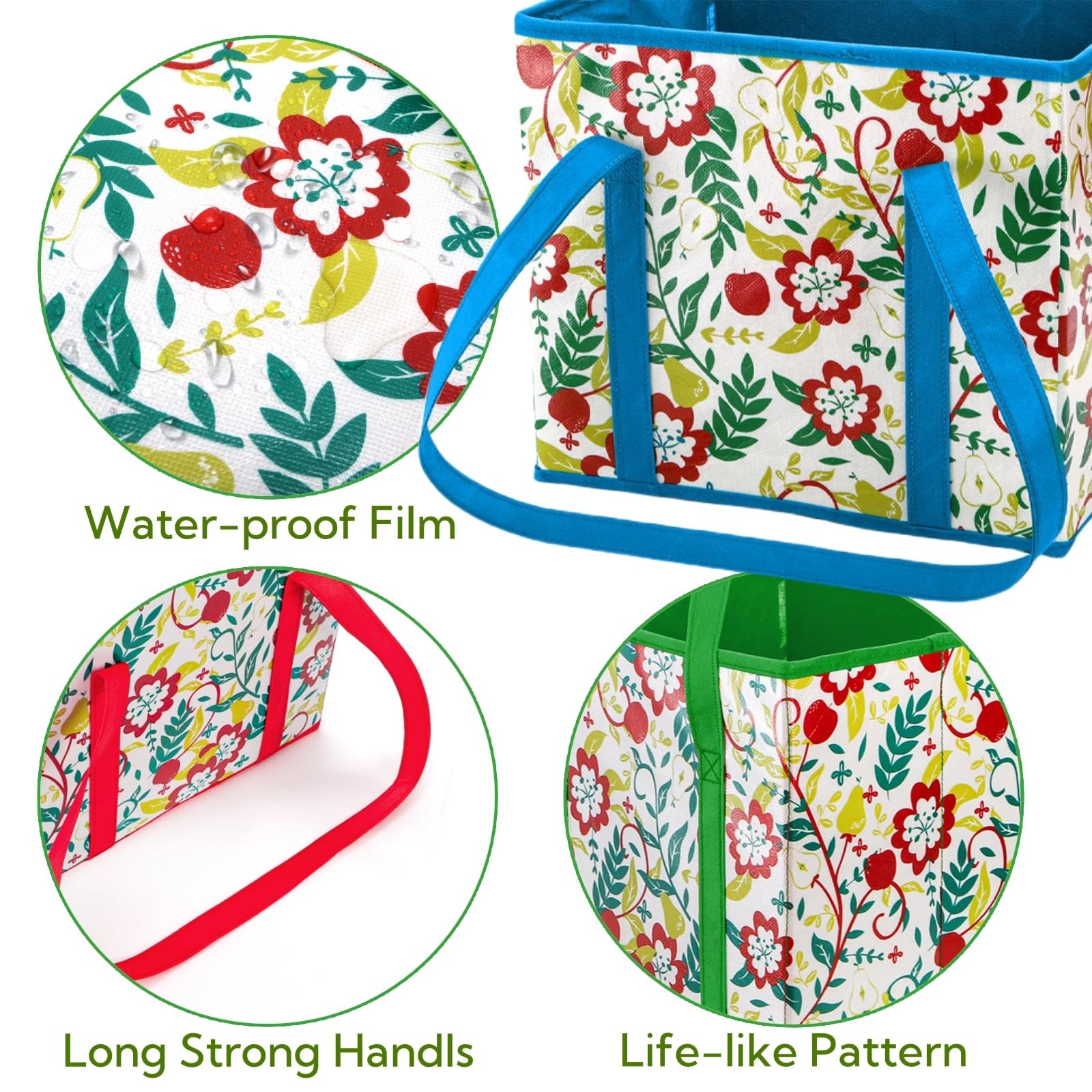 4 PCS Reusable Grocery Bags HeavyDuty Shopping Tote Car Organizer 50 Lbs
