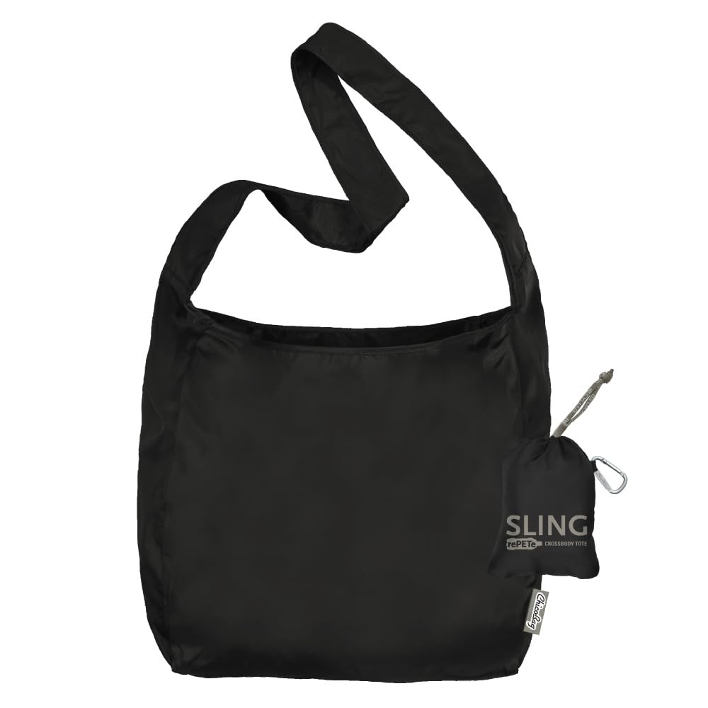 Sling rePETe + Refine | Eco-friendly Messenger-Style Reusable Tote Bag (Obsid…