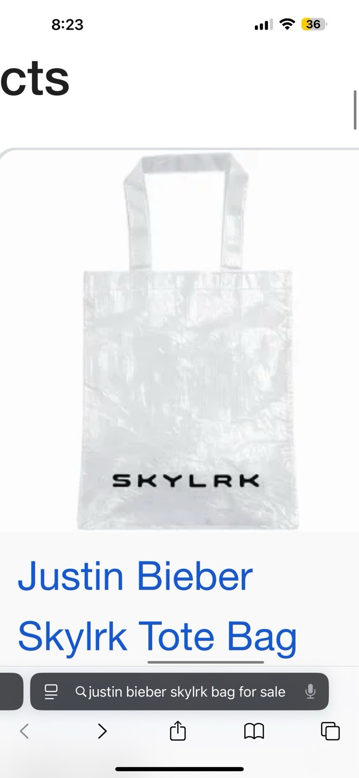 ISO SM SKYLRK Clear Foldable Plastic Reusable Shopping Tote Bag All-Over Pattern