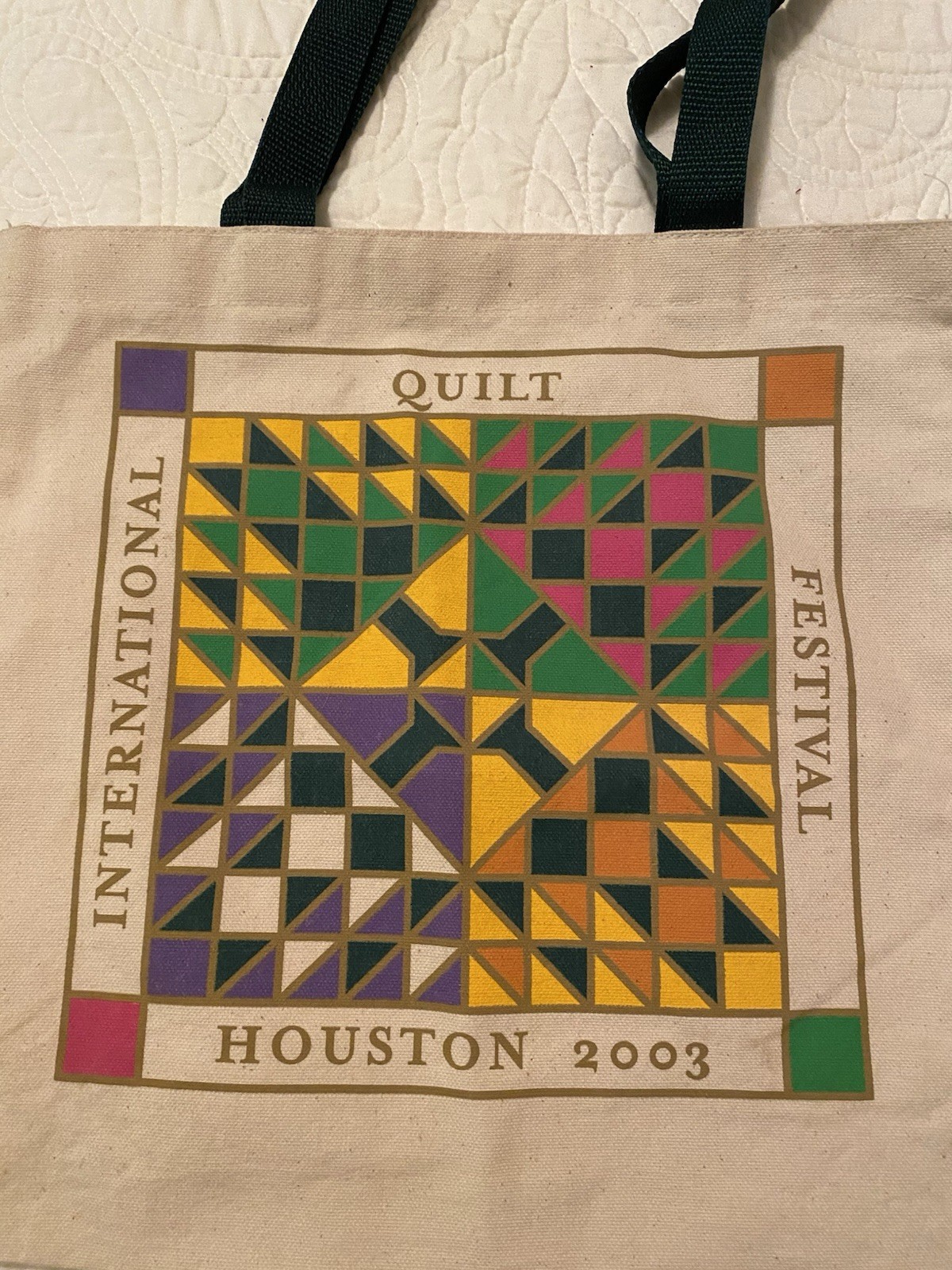 Houston International Quilt Show 2003 Canvas Tote Geometric 13x13x13