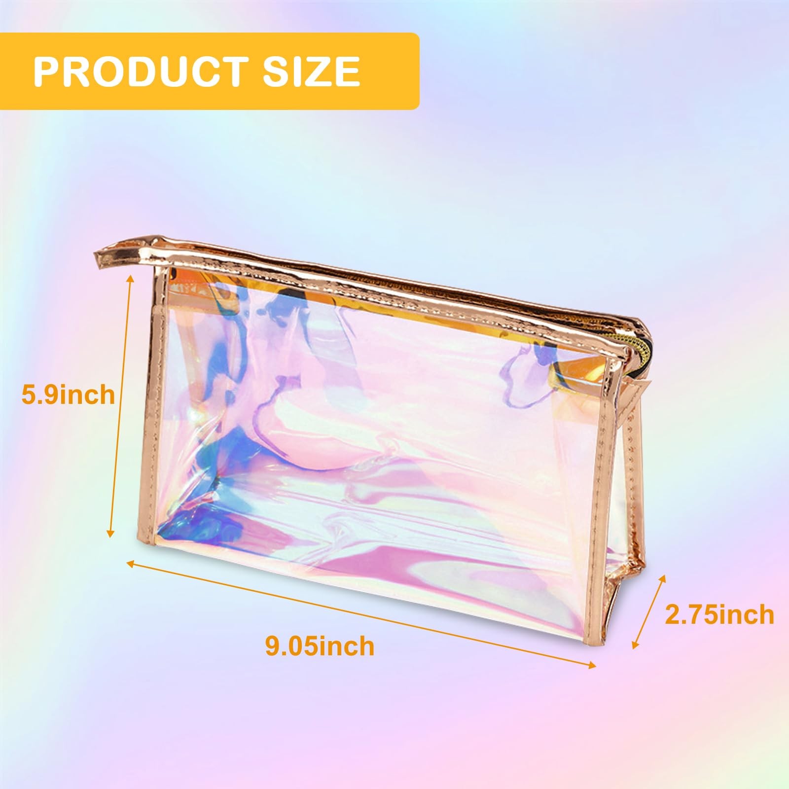 Voittozege 10 Pcs Holographic Makeup Bag 9 x 5.9 x 2.8 inches, holographic