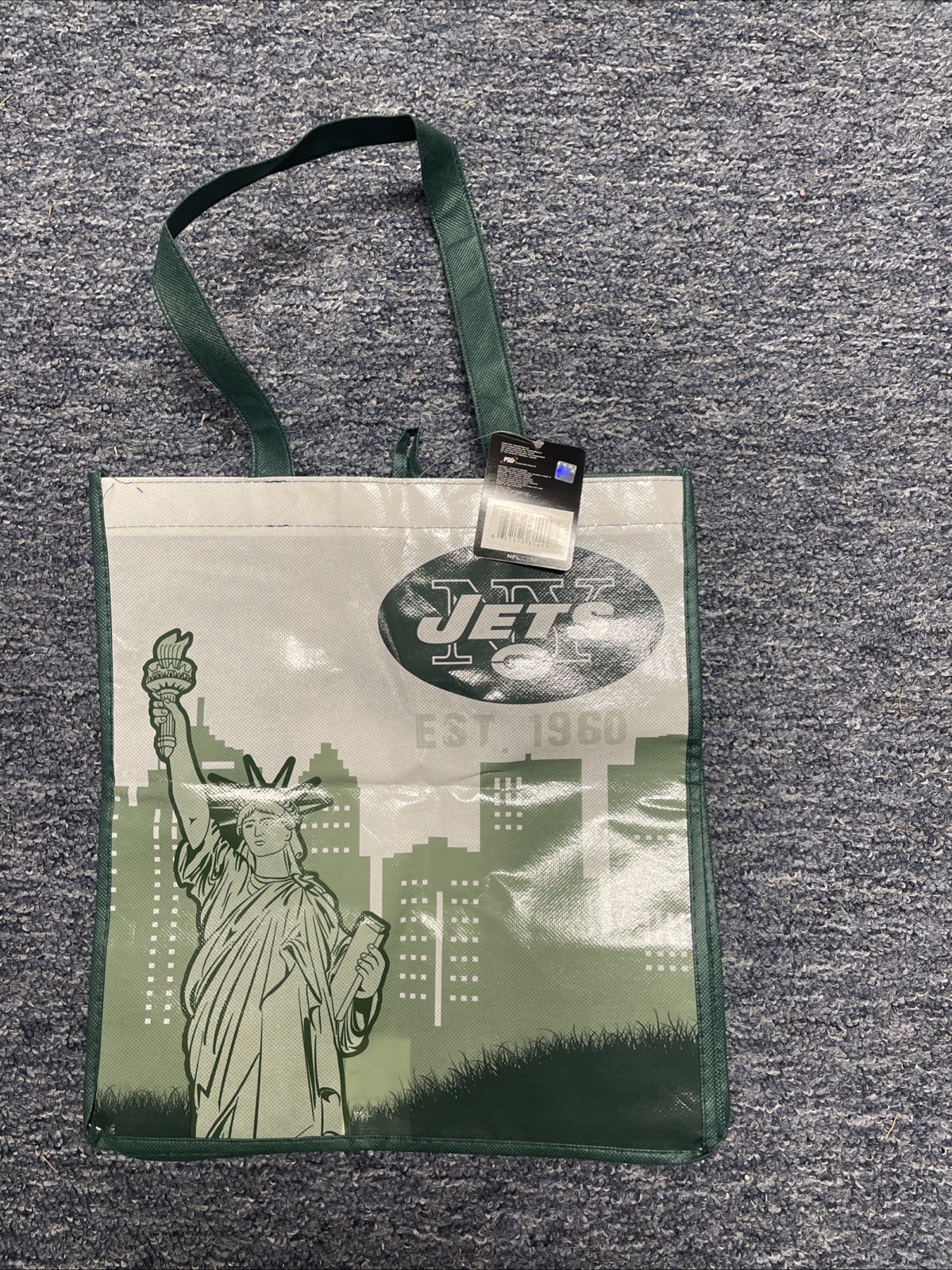 New York Jets Reusable Shopping Tote Bag 13.75”x 13.5”x 8”