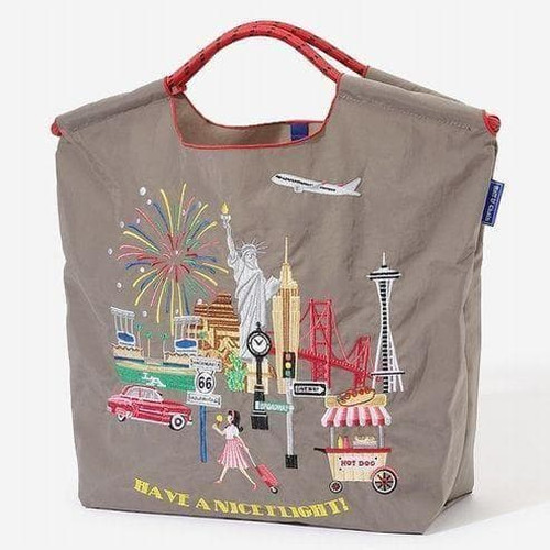 [US Tax Paid] Ball&Chain JAL North America Embroidered Shopping Bag Gray NEW