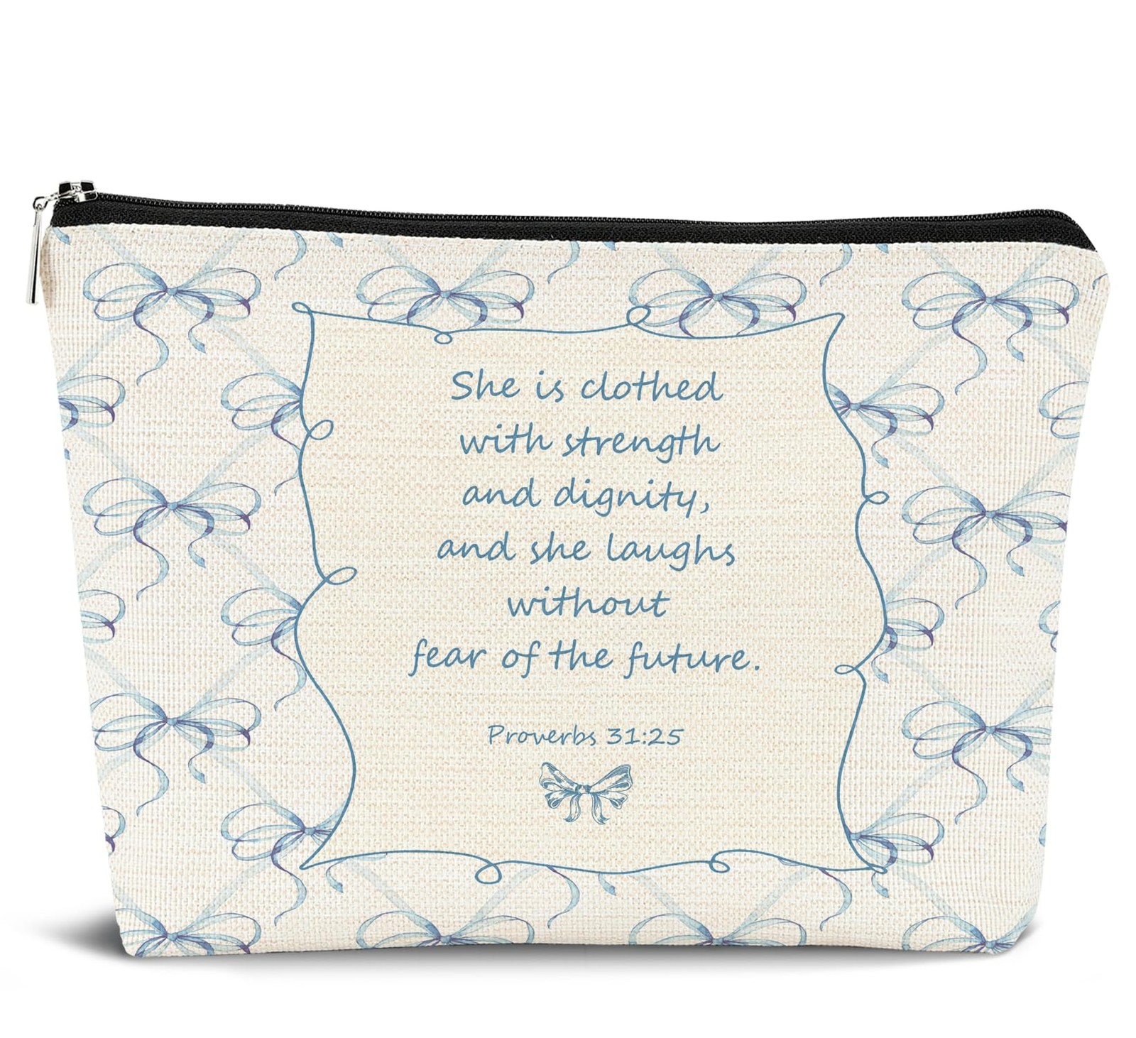 Dejfel Inspirational Jesus Bible Verse Blue Coquette Bow Makeup blue