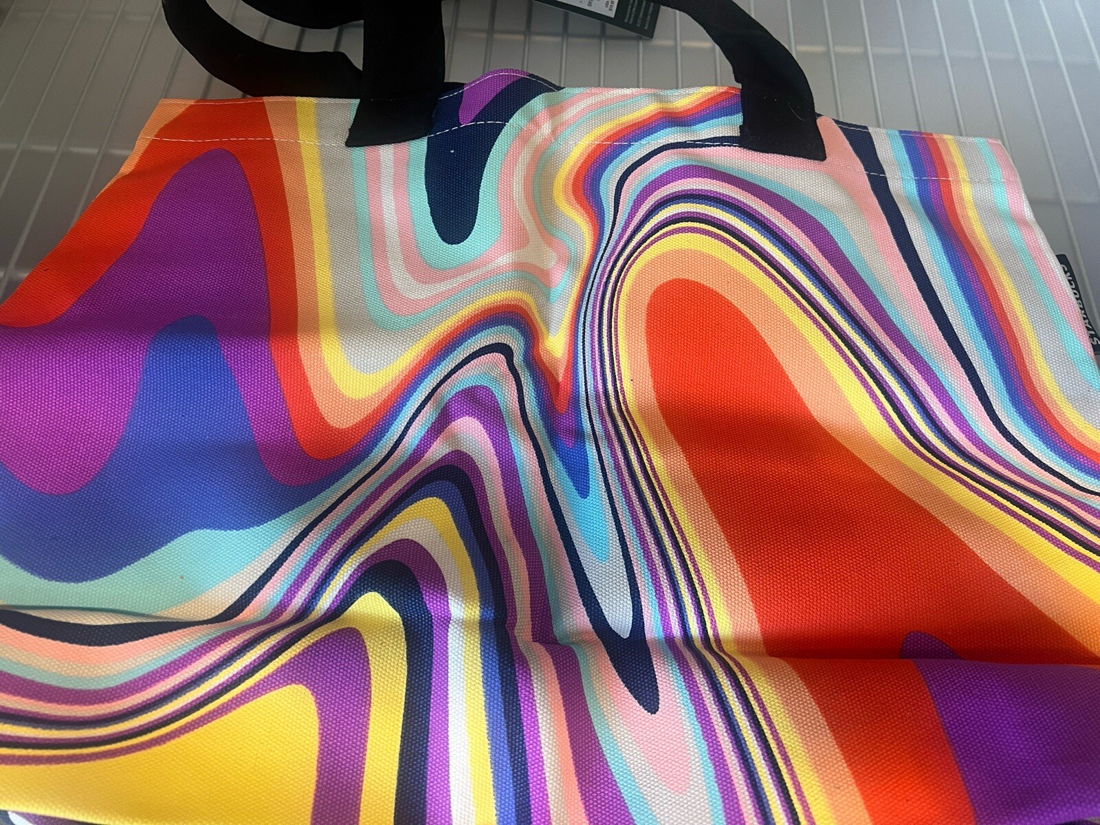 Starbucks Tote Large Canvas Rainbow Swirl Psychedelic